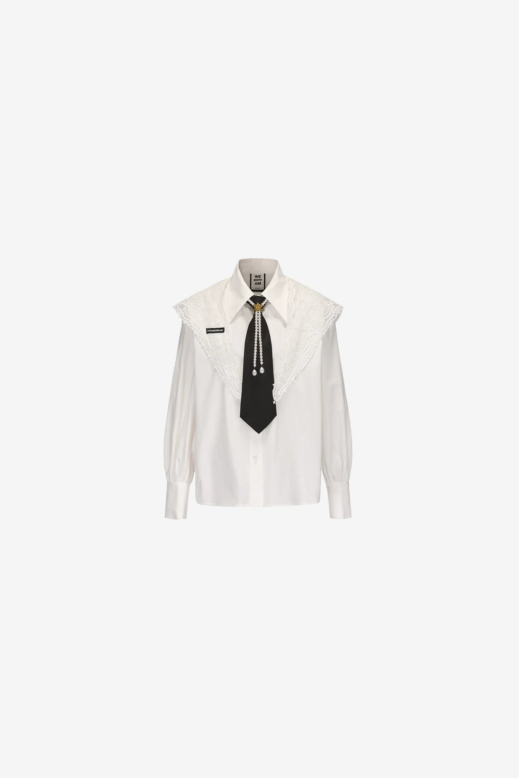 Classic cotton shirt with detachable lace collar – WEANCHEAM