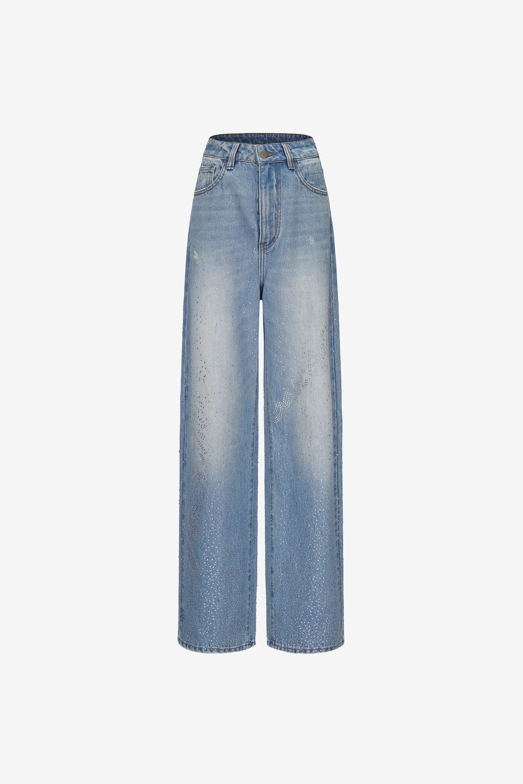 Gradient rhinestone embellished loose-fit denim jeans – WEANCHEAM