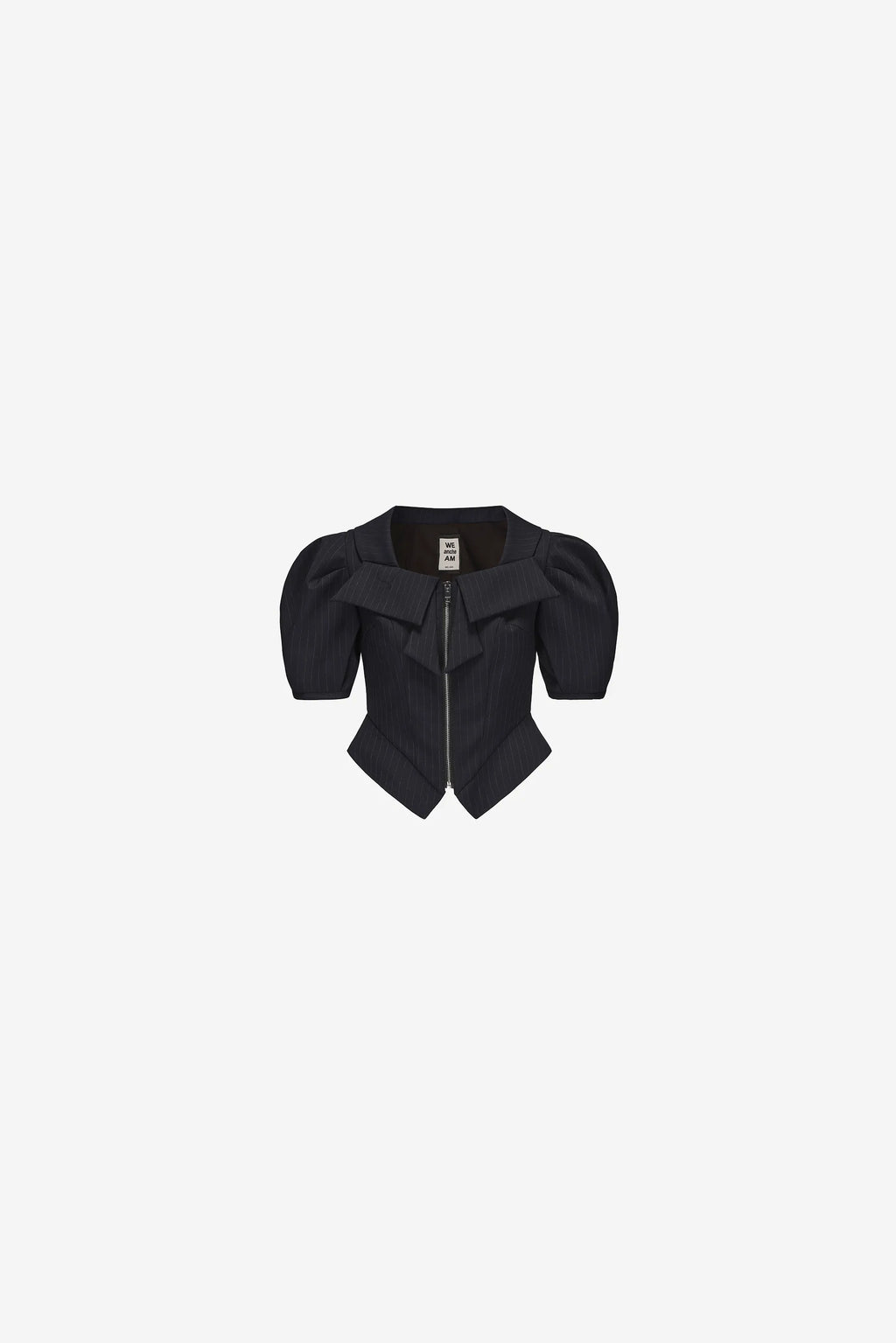  Bow tie neckline blouse with bubble sleeves and pointed hem – WEANCHEAM 
