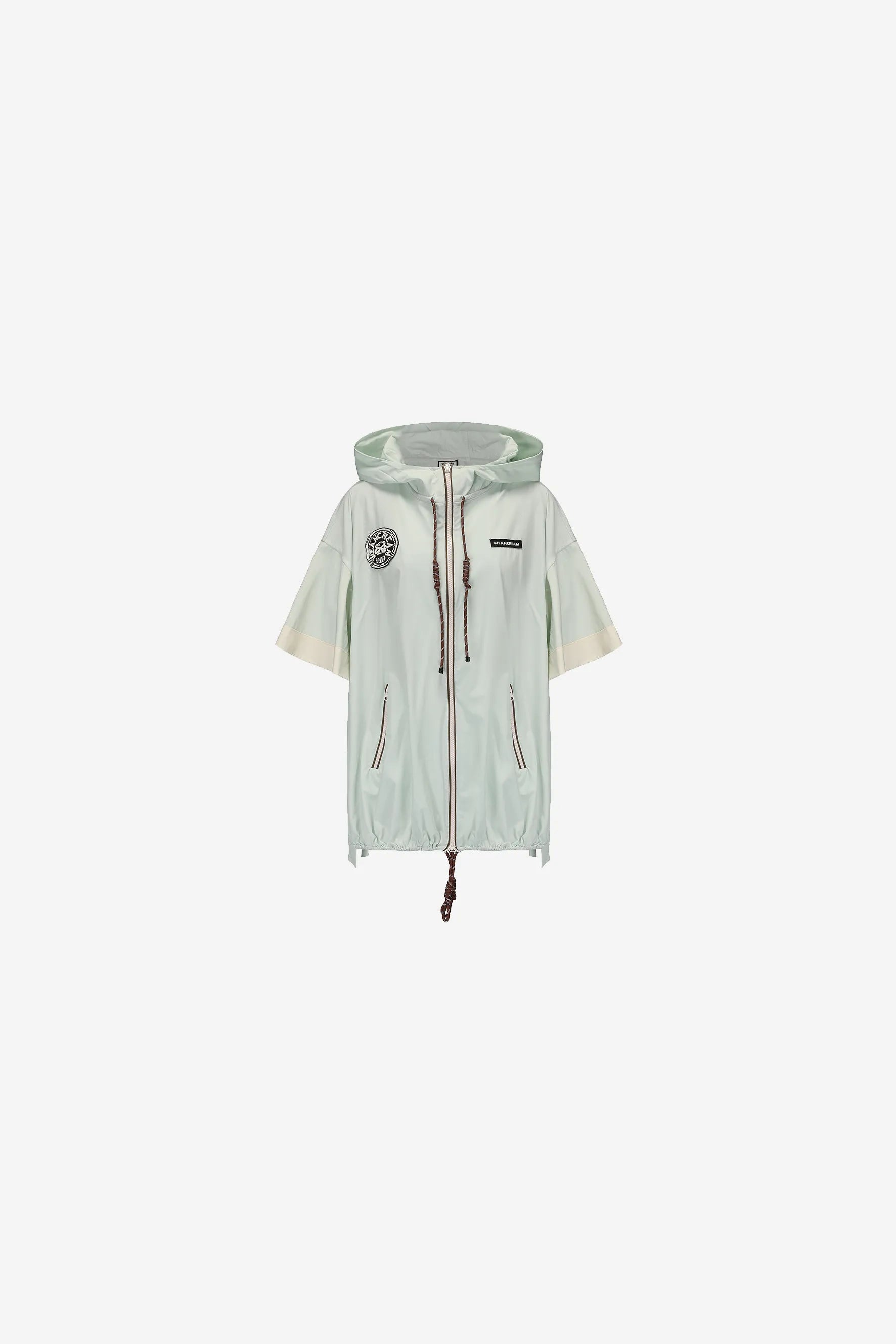 Lightweight sunscreen hooded jacket with lace trim and drawstring hem – WEANCHEAM