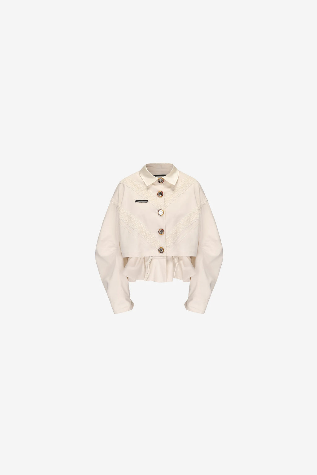 Layered lace hem drawstring jacket with ruffle trim and vintage buttons – WEANCHEAM