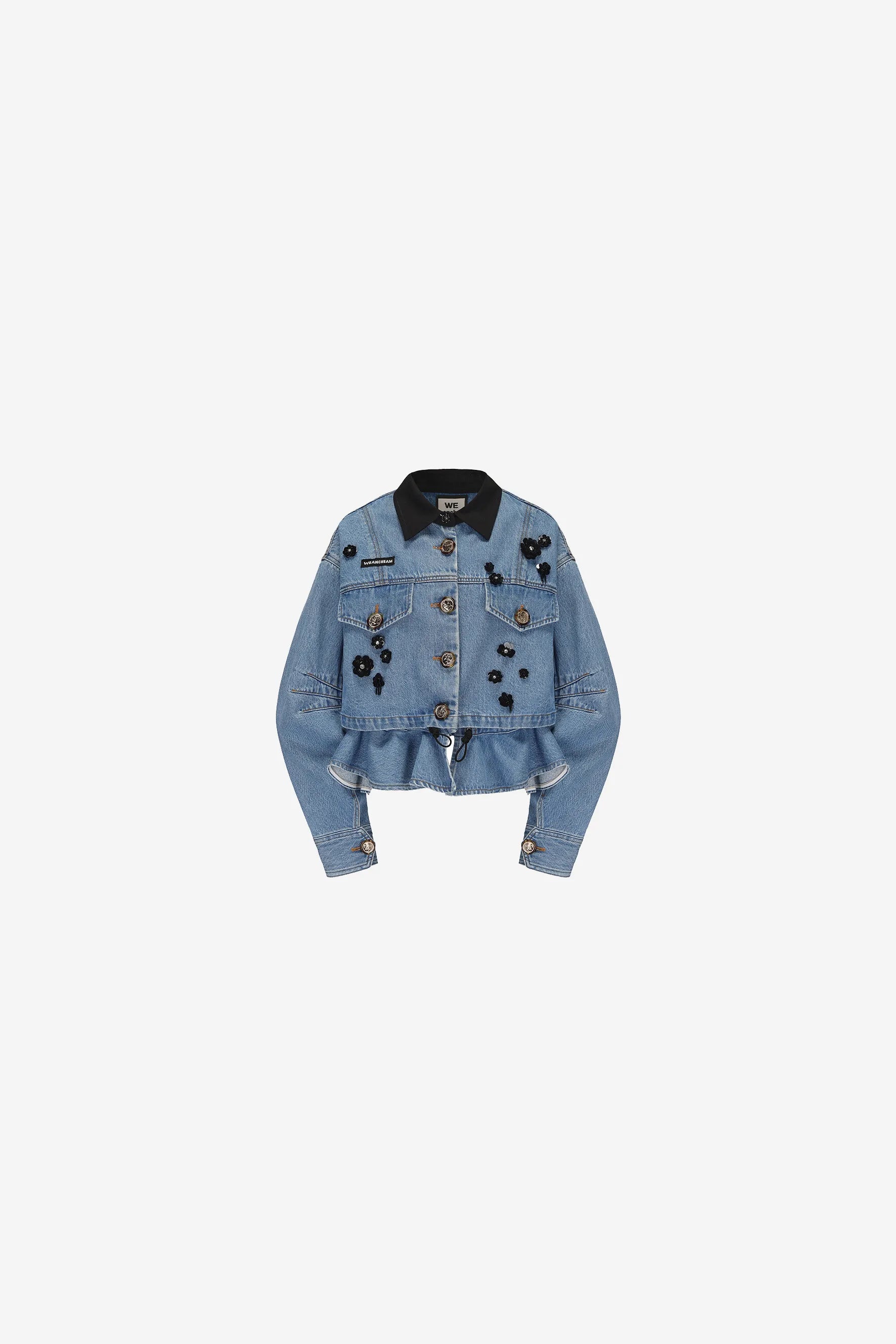 Layered lace hem drawstring jacket with ruffle trim and vintage buttons – WEANCHEAM