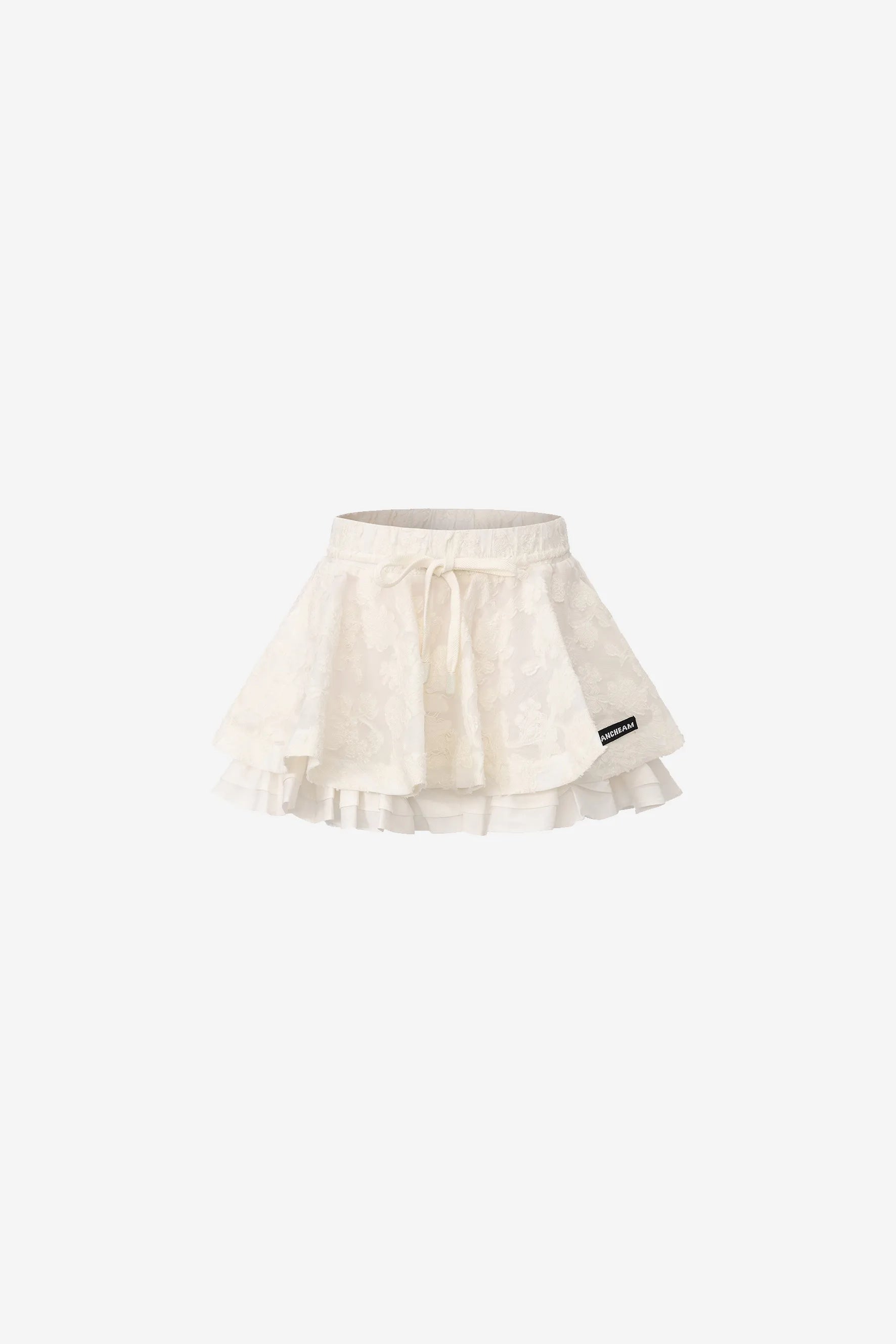Tiered puffy pleated skirt with elastic waistband and wool-blend fabric – WEANCHEAM