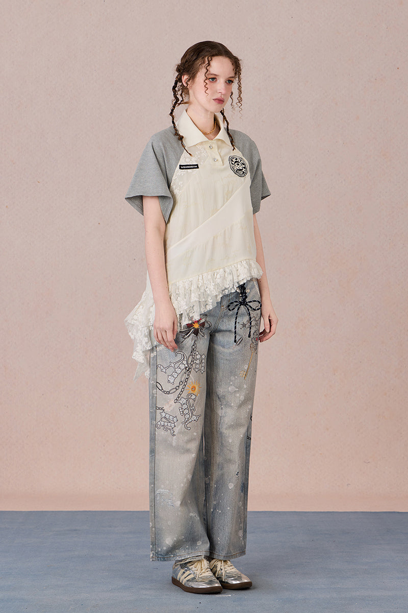 Allover Printed Jeans