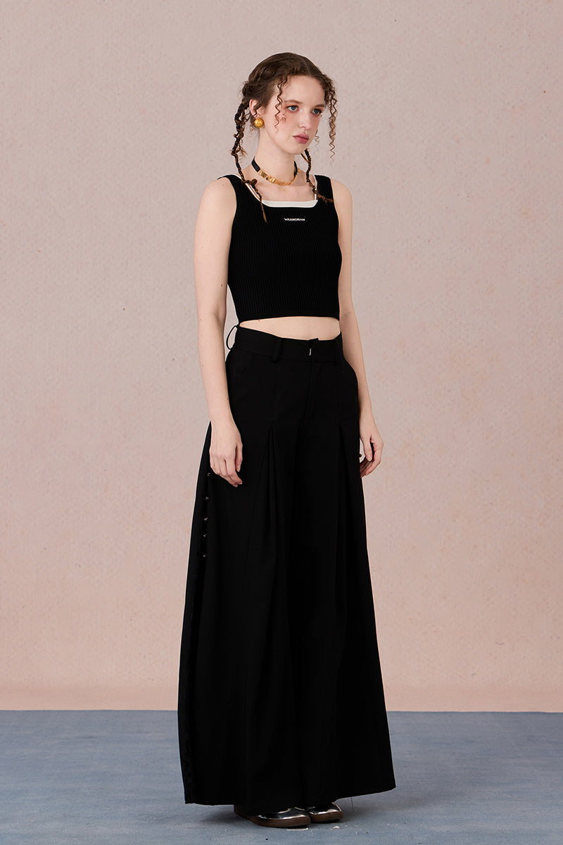 Lace Patchwork Draped Pants