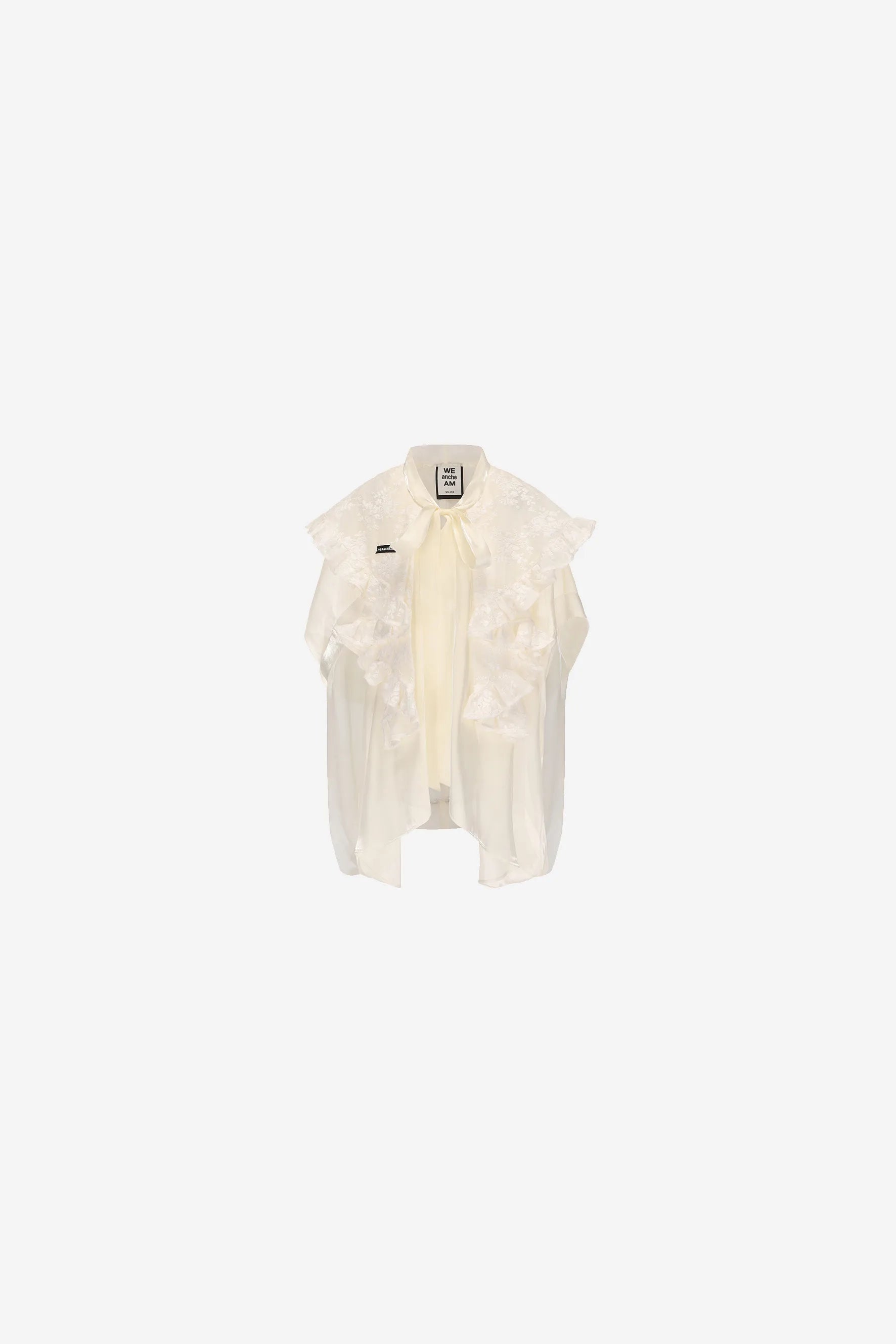 Romantic ruffle shawl jacket with bow tie neckline – WEANCHEAM