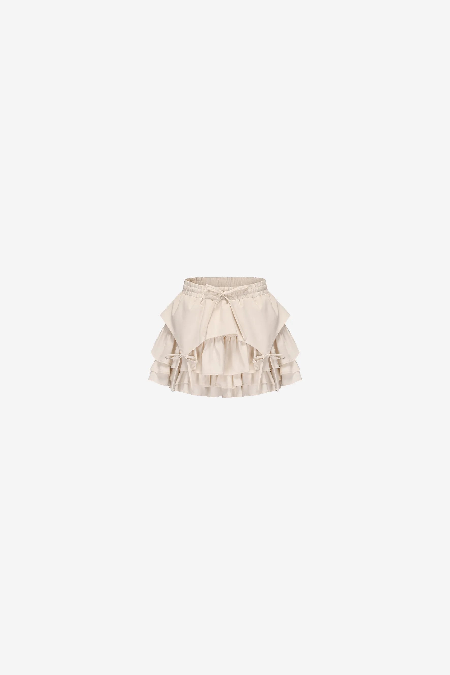 Layered bow tie midi skirt in linen cupro blend – WEANCHEAM