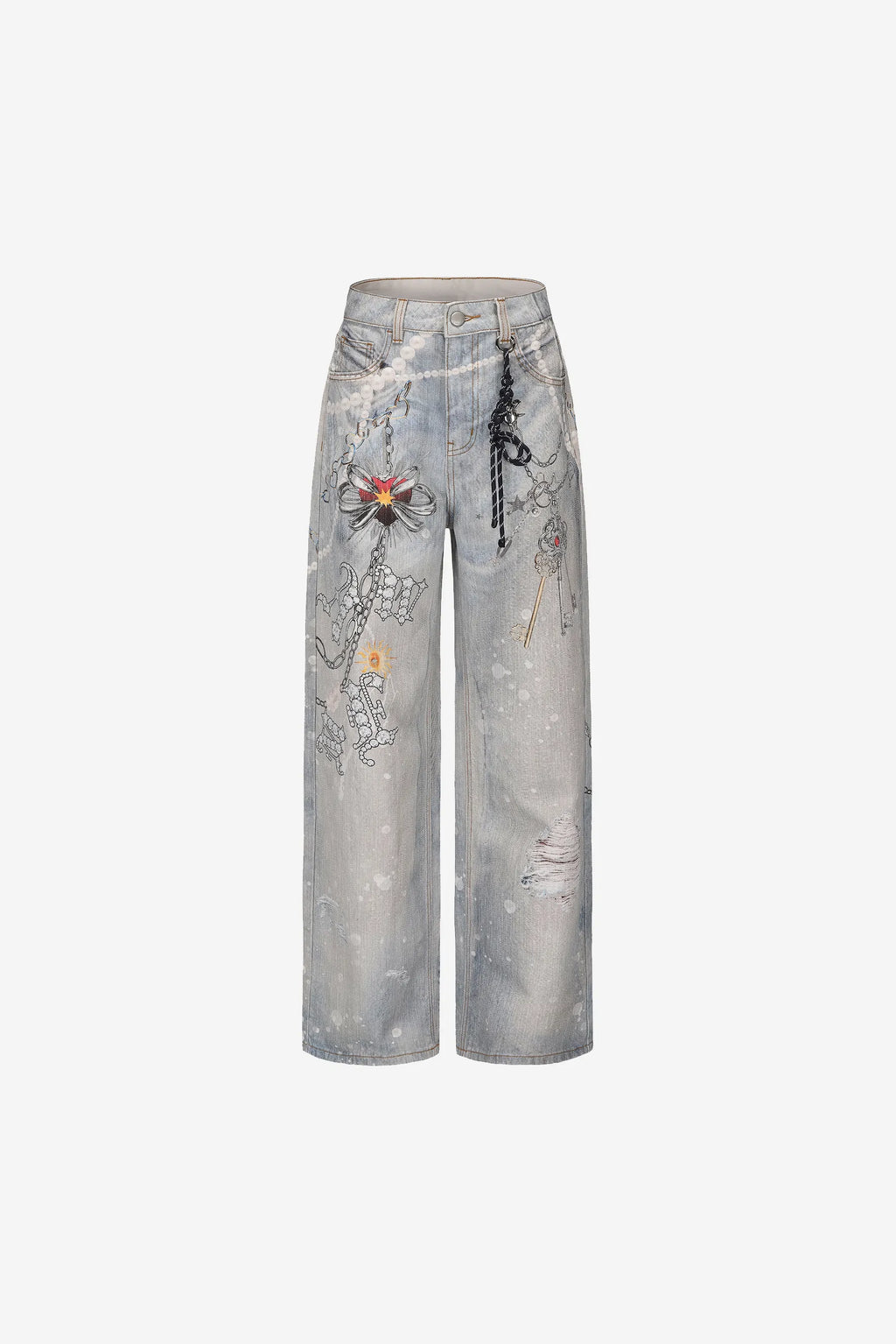 Allover printed loose-fit denim jeans with artistic graphics – WEANCHEAM