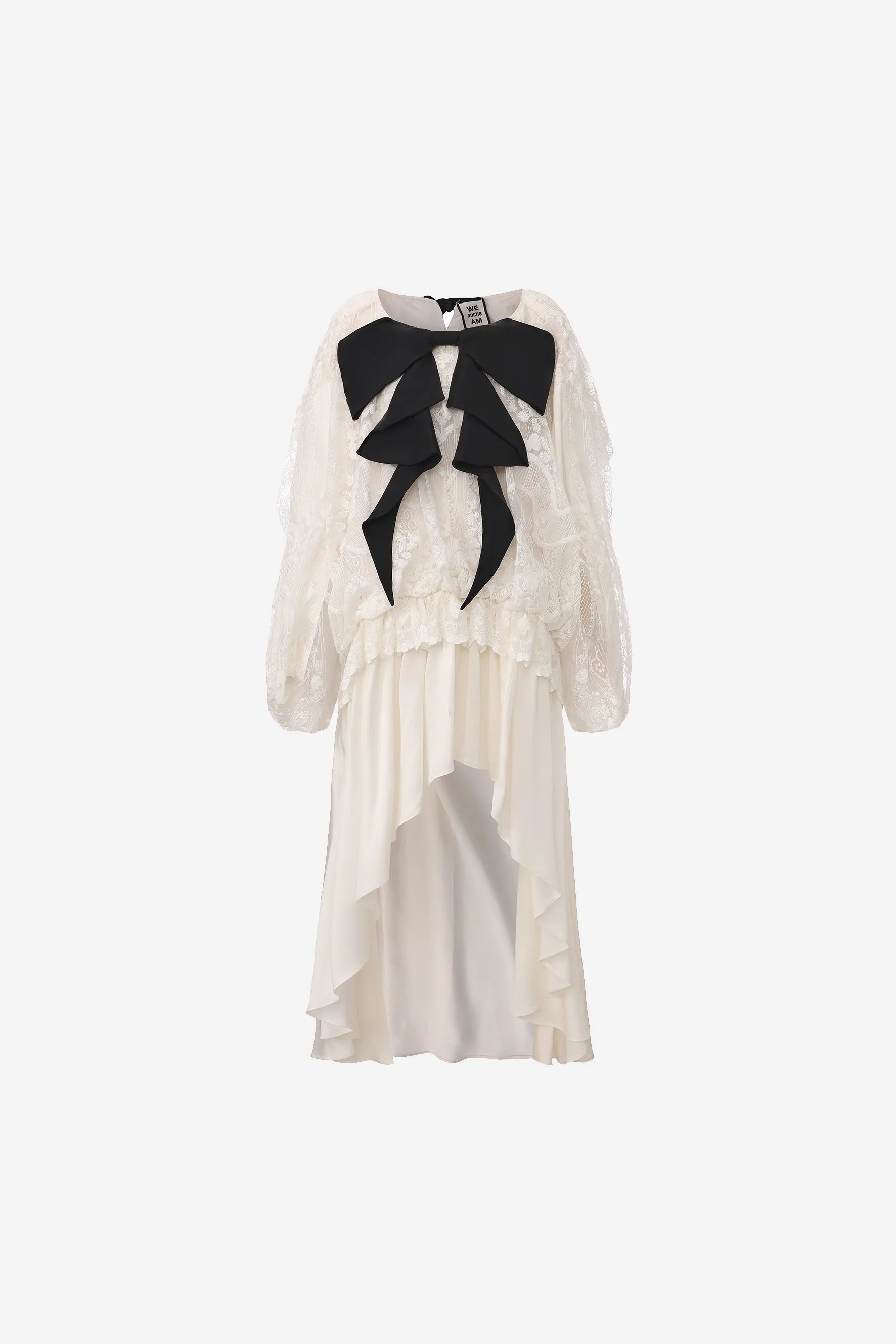 Long dress with ribbon bow and flowing high-low hem – WEANCHEAM