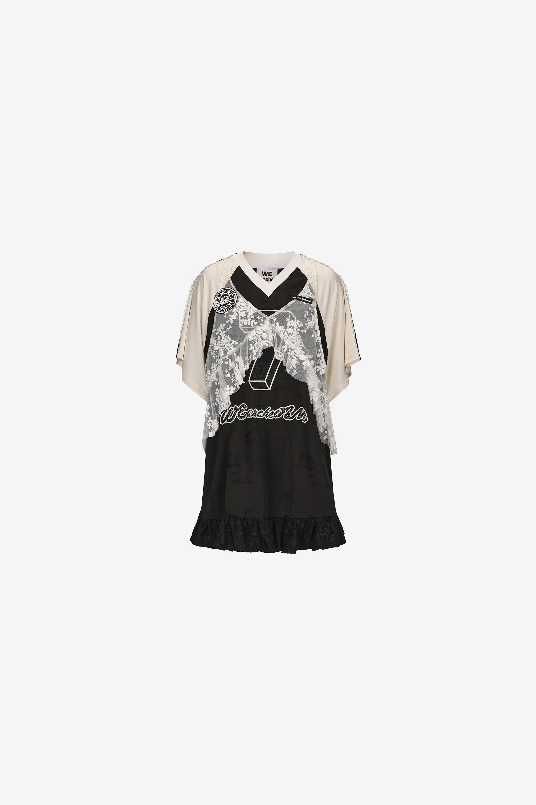 V-neck lace-trimmed tank dress with ruffled hem – WEANCHEAM 