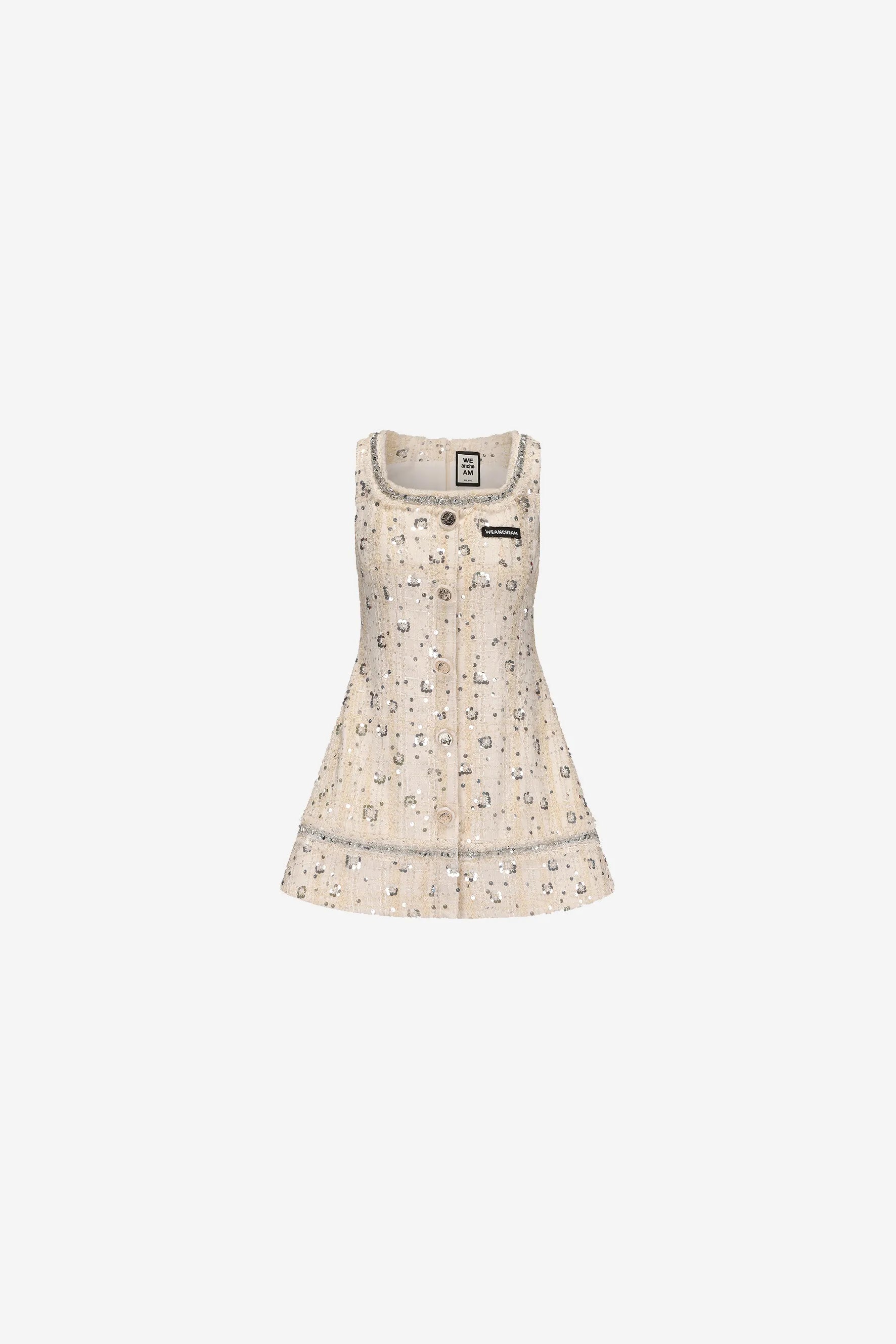  Beaded A-line cocktail dress with sequins and round neckline – WEANCHEAM 