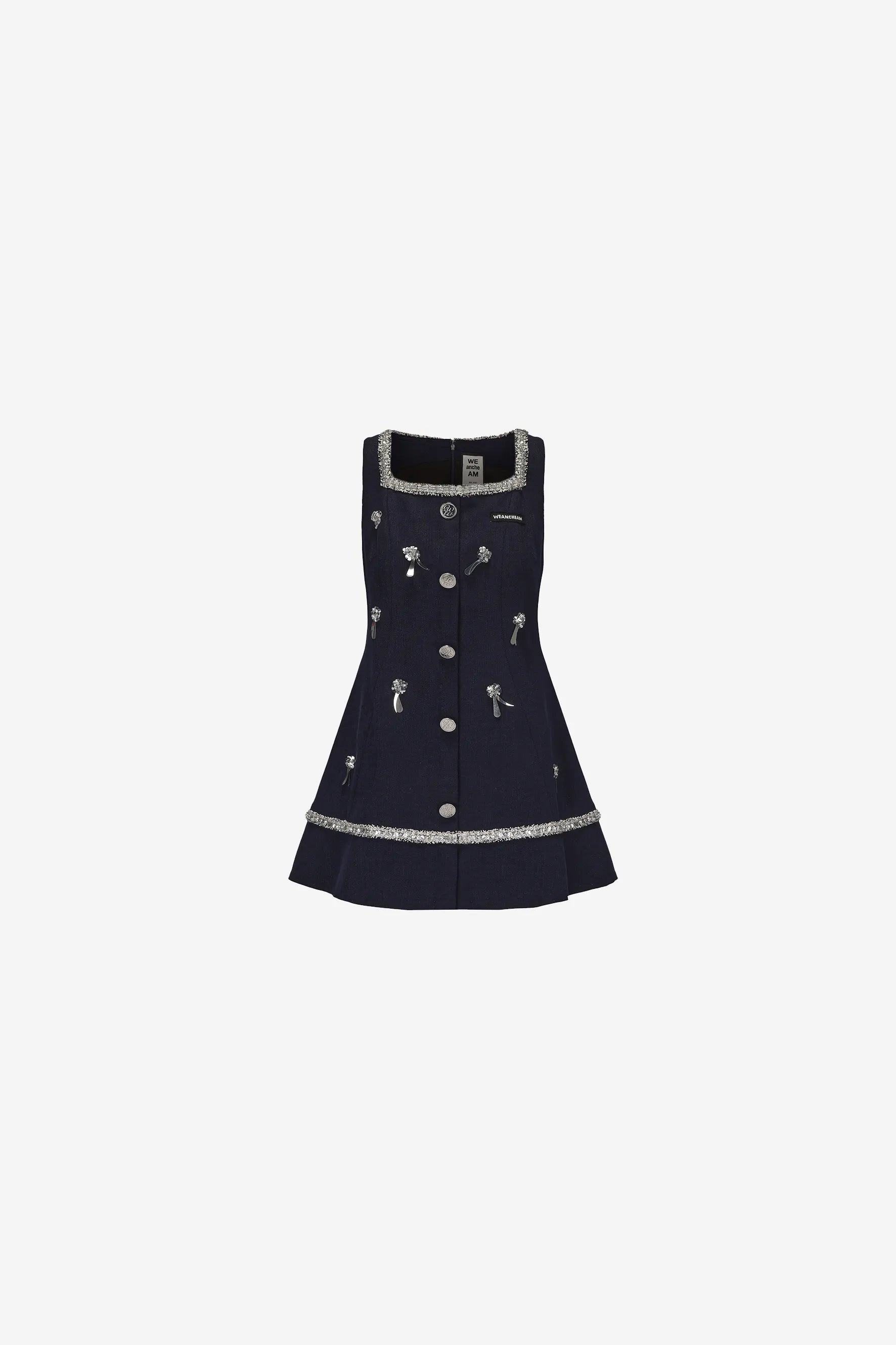  Beaded A-line cocktail dress with sequins and round neckline – WEANCHEAM 