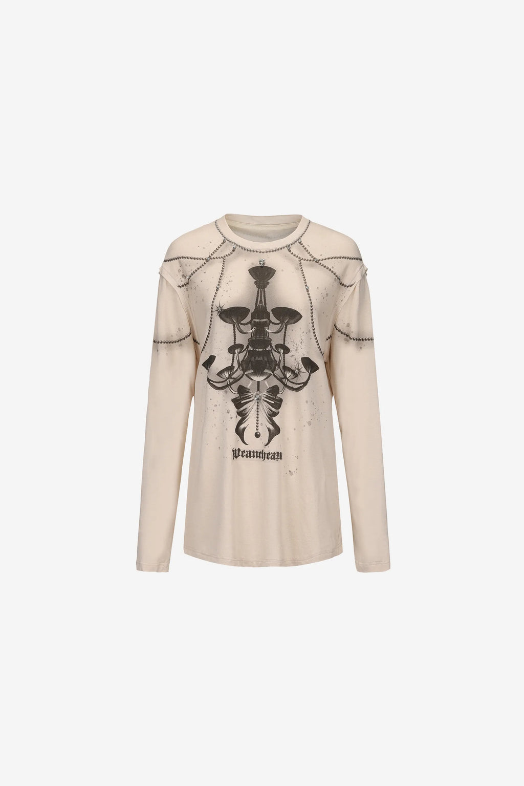 Oversized knit sweater with chandelier print and rhinestone detail – WEANCHEAM