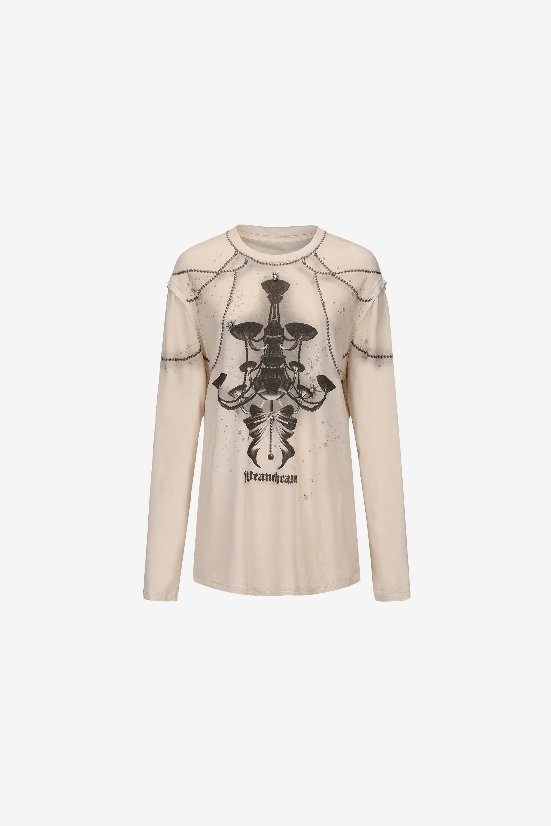 Oversized knit sweater with chandelier print and rhinestone detail – WEANCHEAM