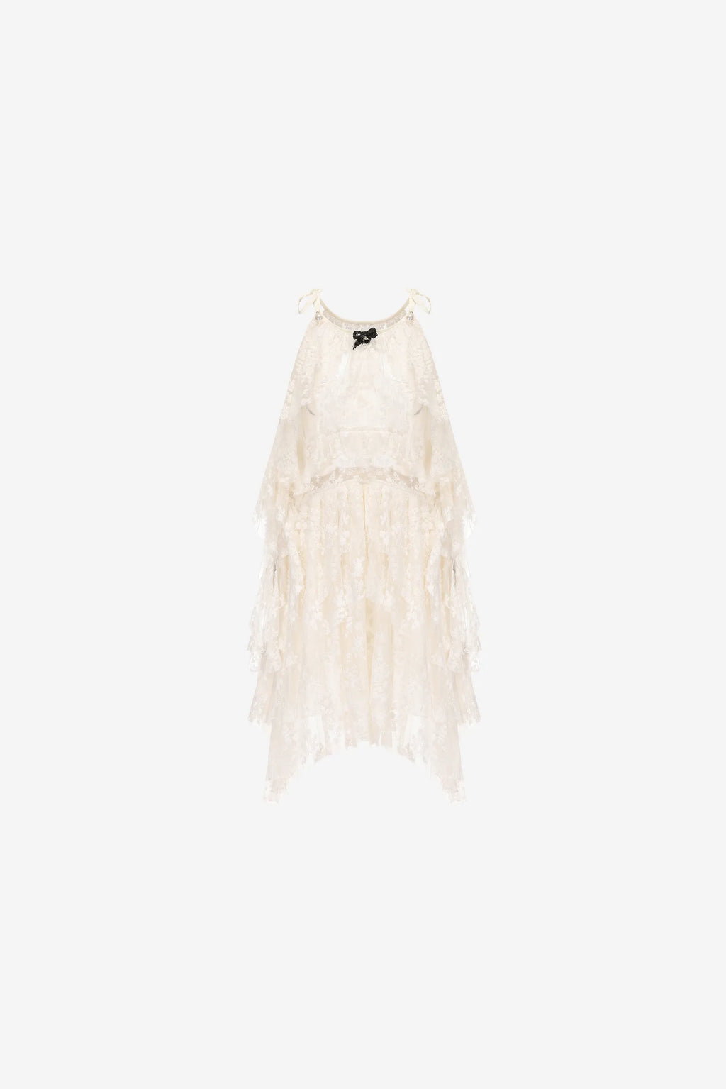 Strappy lace dress with beaded bow and asymmetric hem – WEANCHEAM
