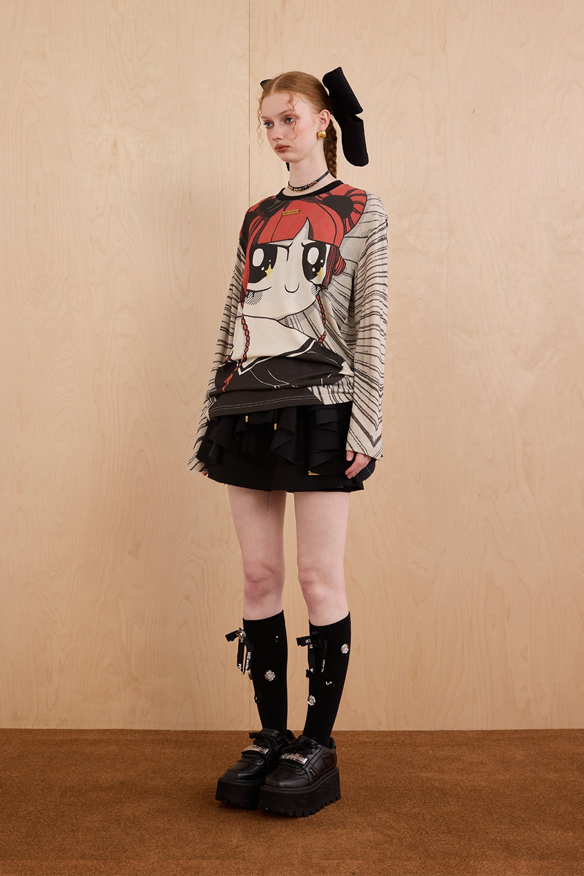 Cartoon print wool T-shirt