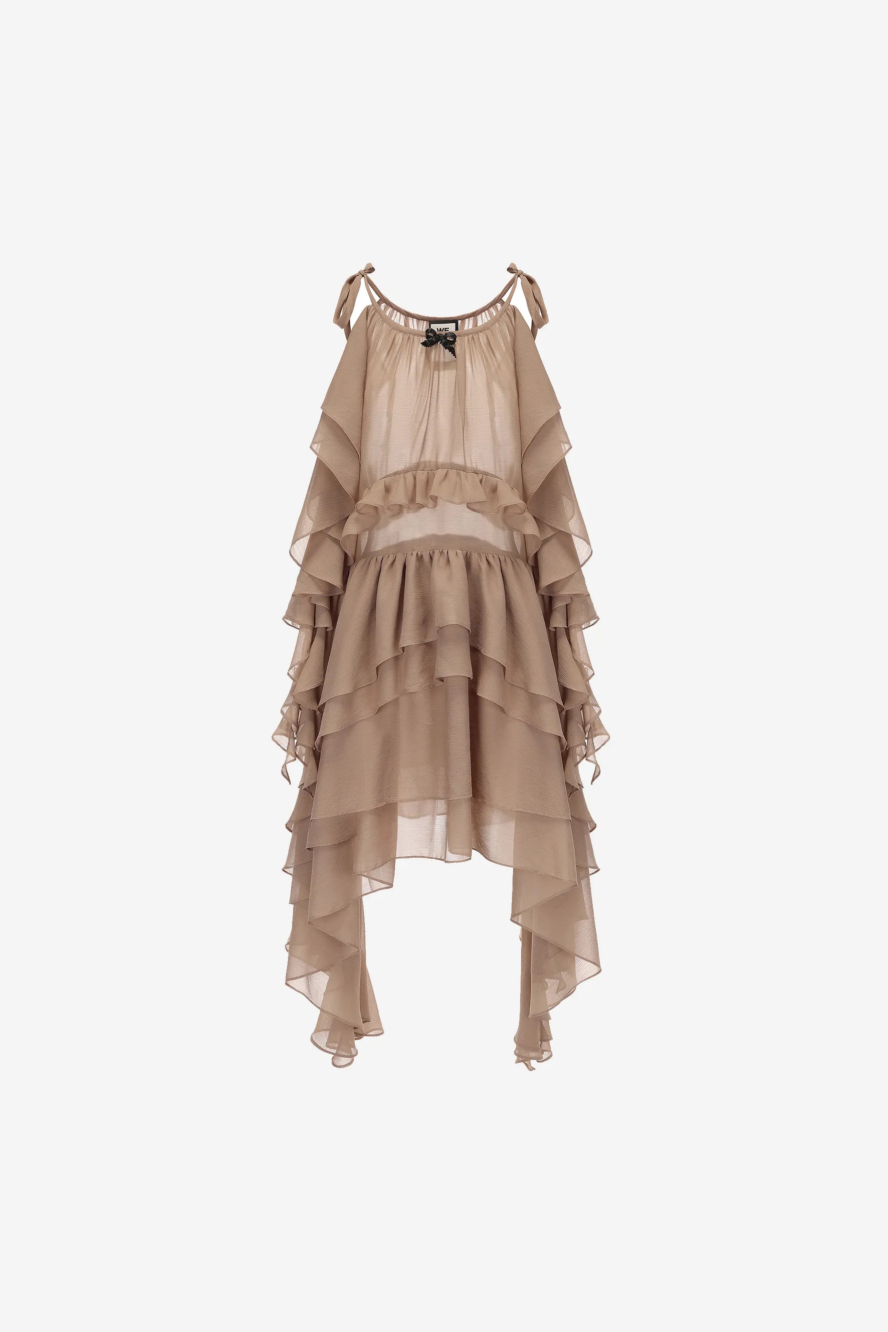Strappy lace dress with beaded bow and asymmetric hem – WEANCHEAM