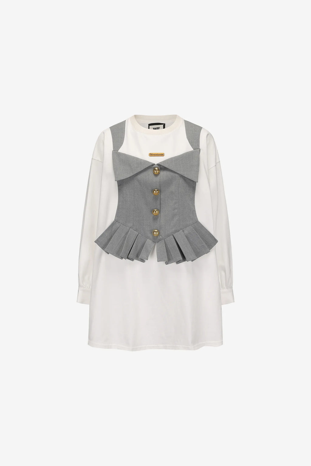 Faux two-piece long-sleeved top with patchwork skirt silhouette – WEANCHEAM