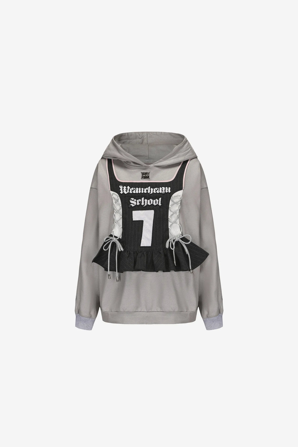 Cat ear hoodie dress with striped patchwork and side bows – WEANCHEAM