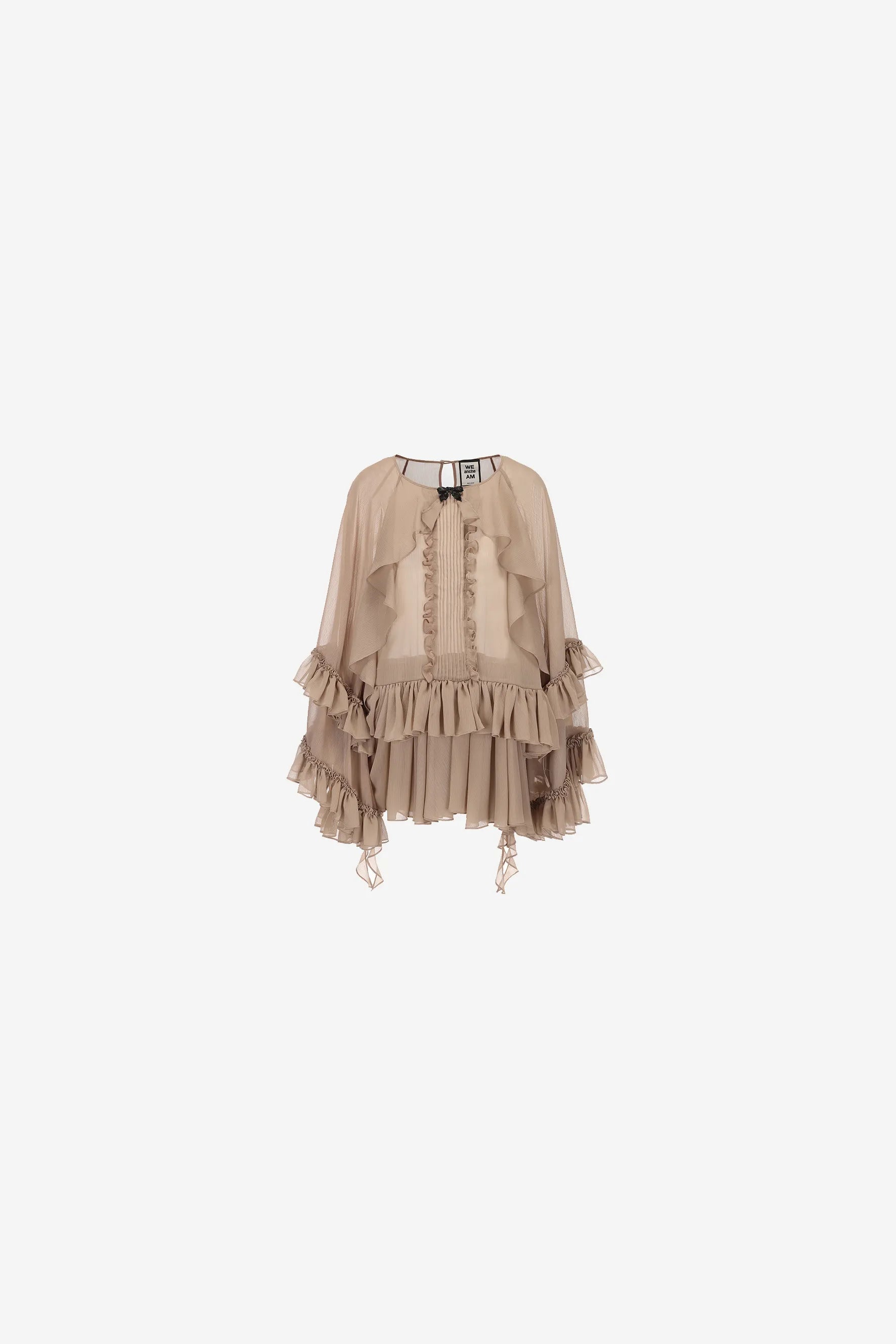 Ruffle hem multi-layered dress with beaded bow – WEANCHEAM