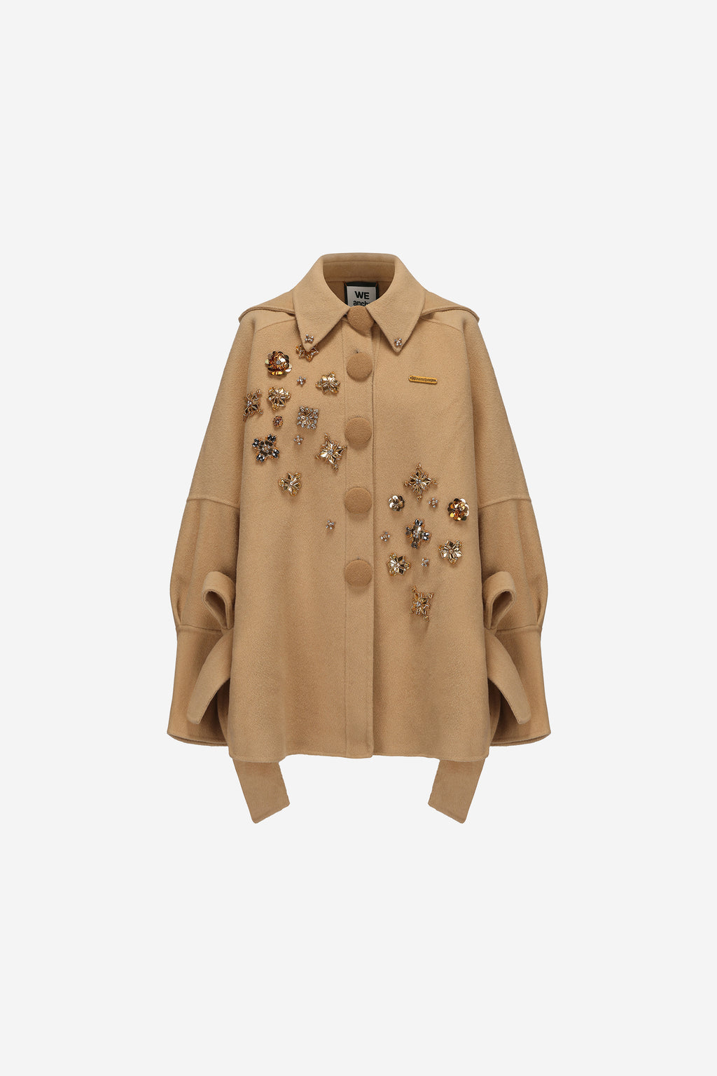 Reversible hoodie jacket with cat-ear hood and floral 3D studs