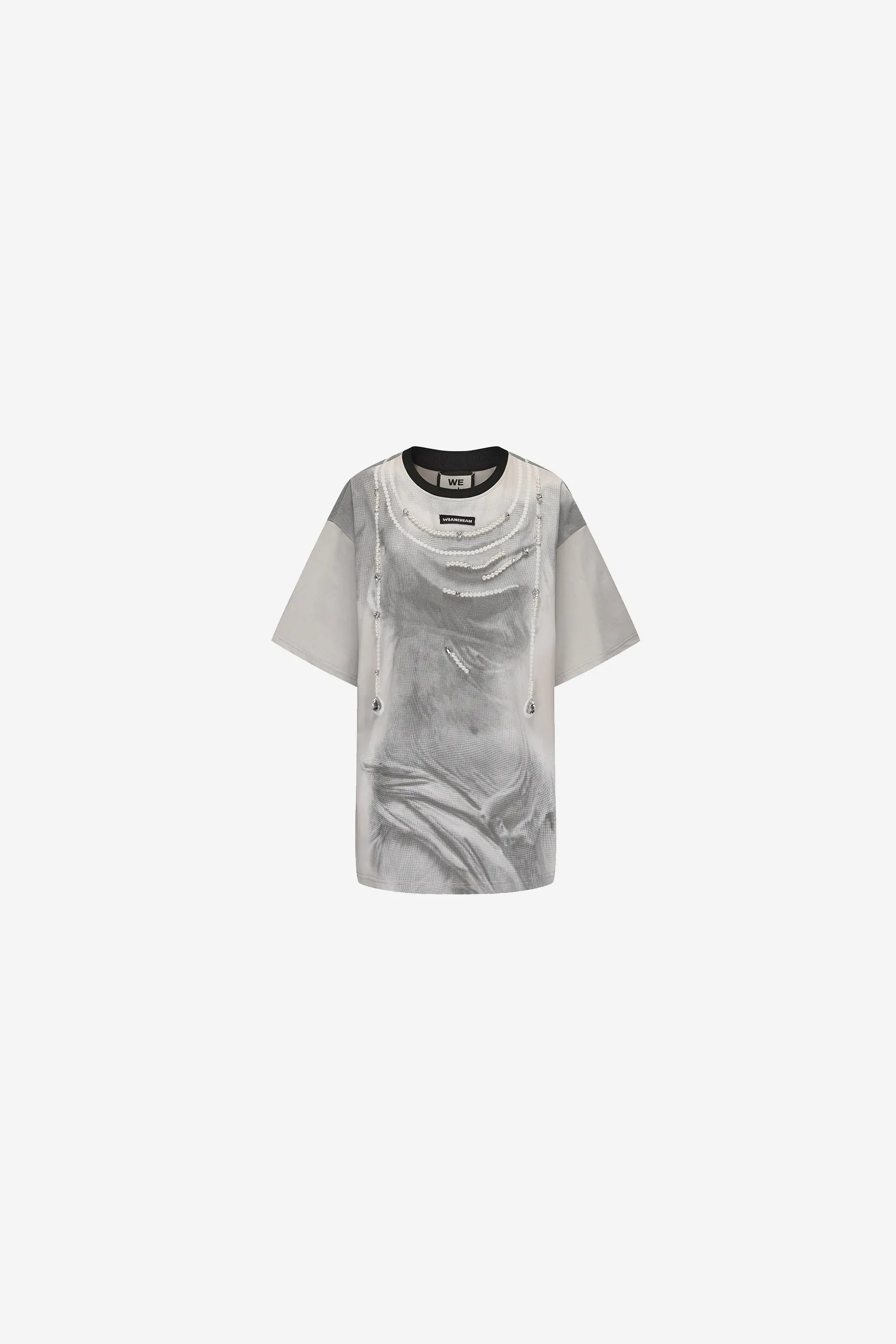 Statue of Victory oversized T-shirt with rhinestone pearl details – WEANCHEAM 