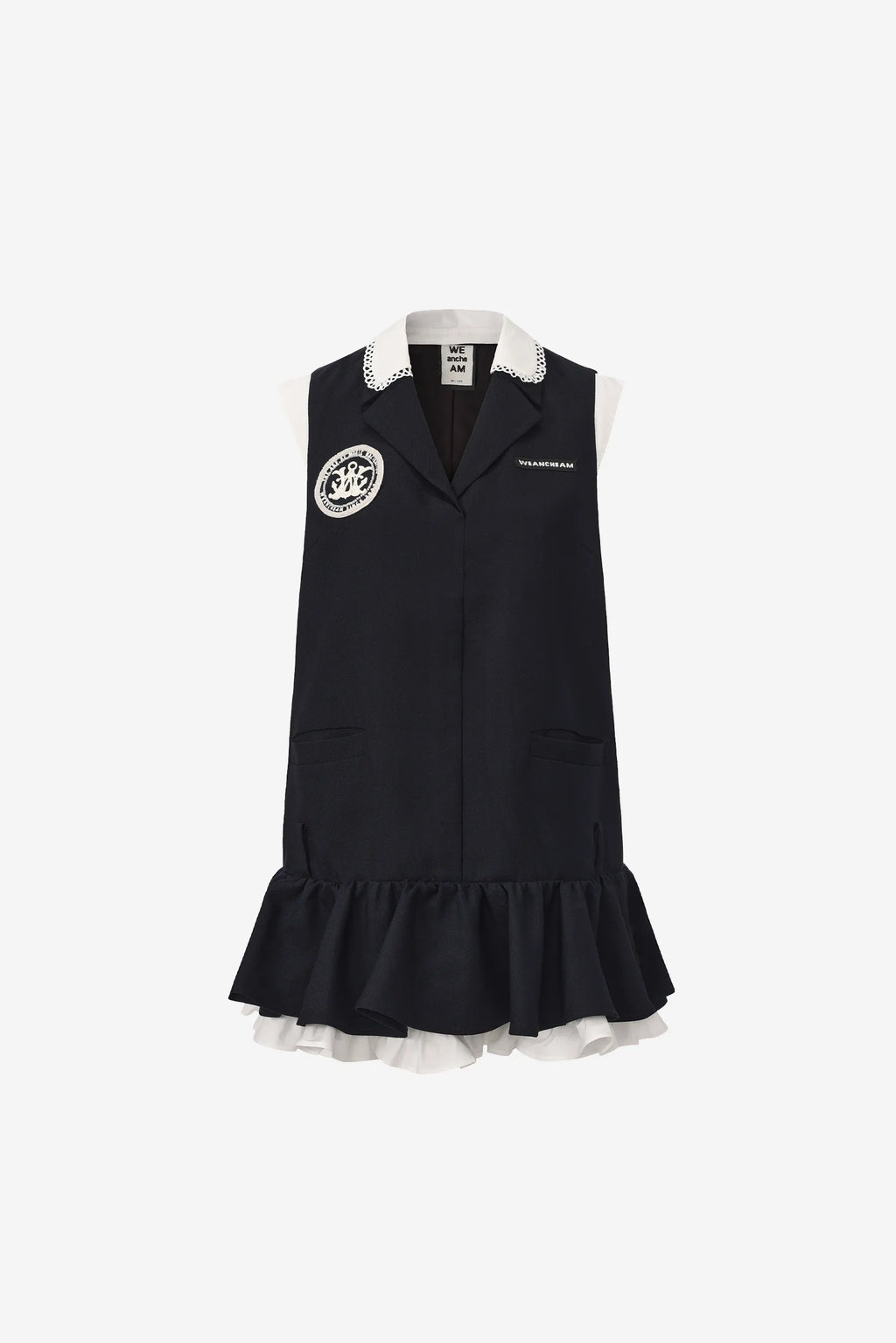 Tank vest dress with detachable faux collar and layered ruffle skirt – WEANCHEAM