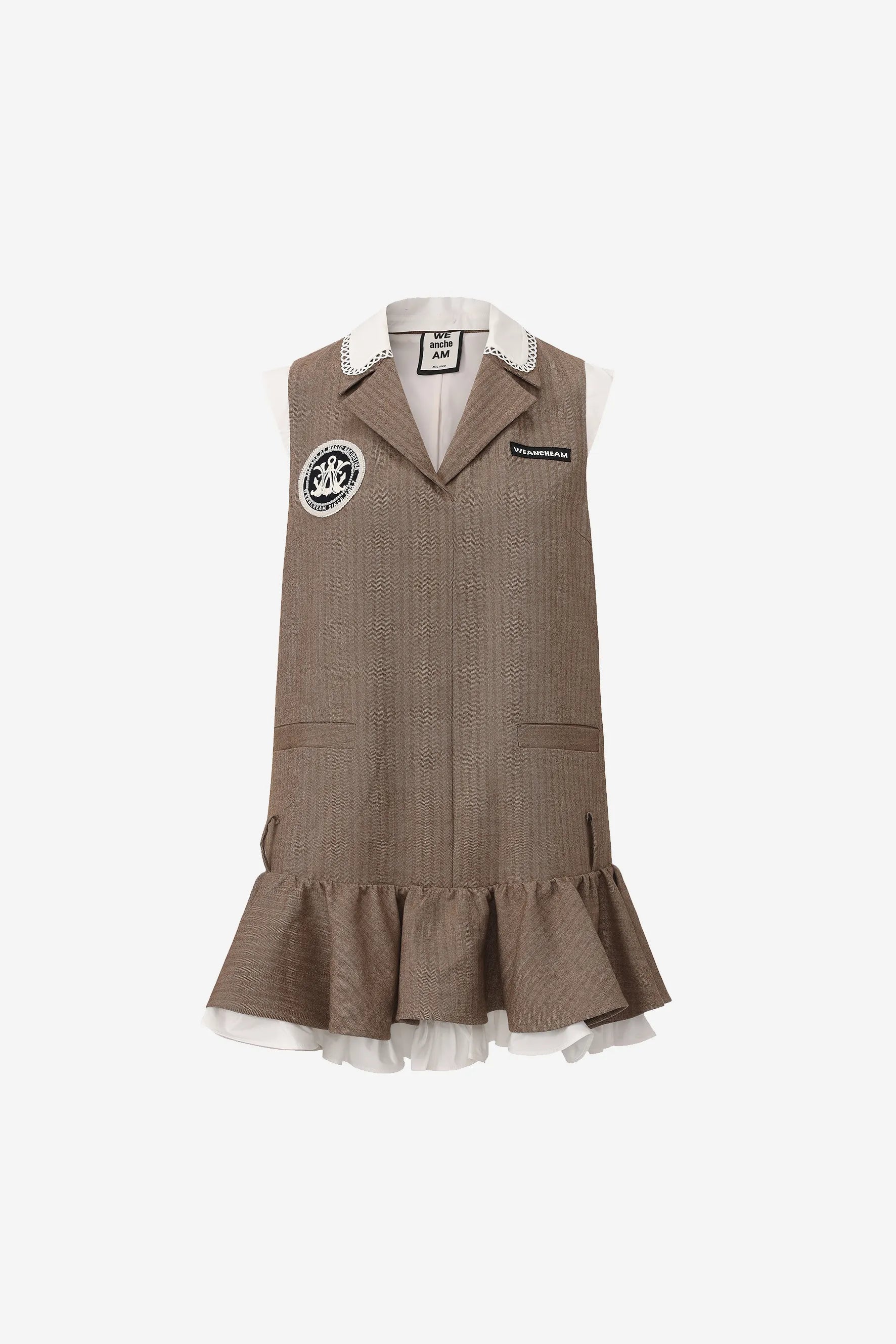 Tank vest dress with detachable faux collar and layered ruffle skirt – WEANCHEAM