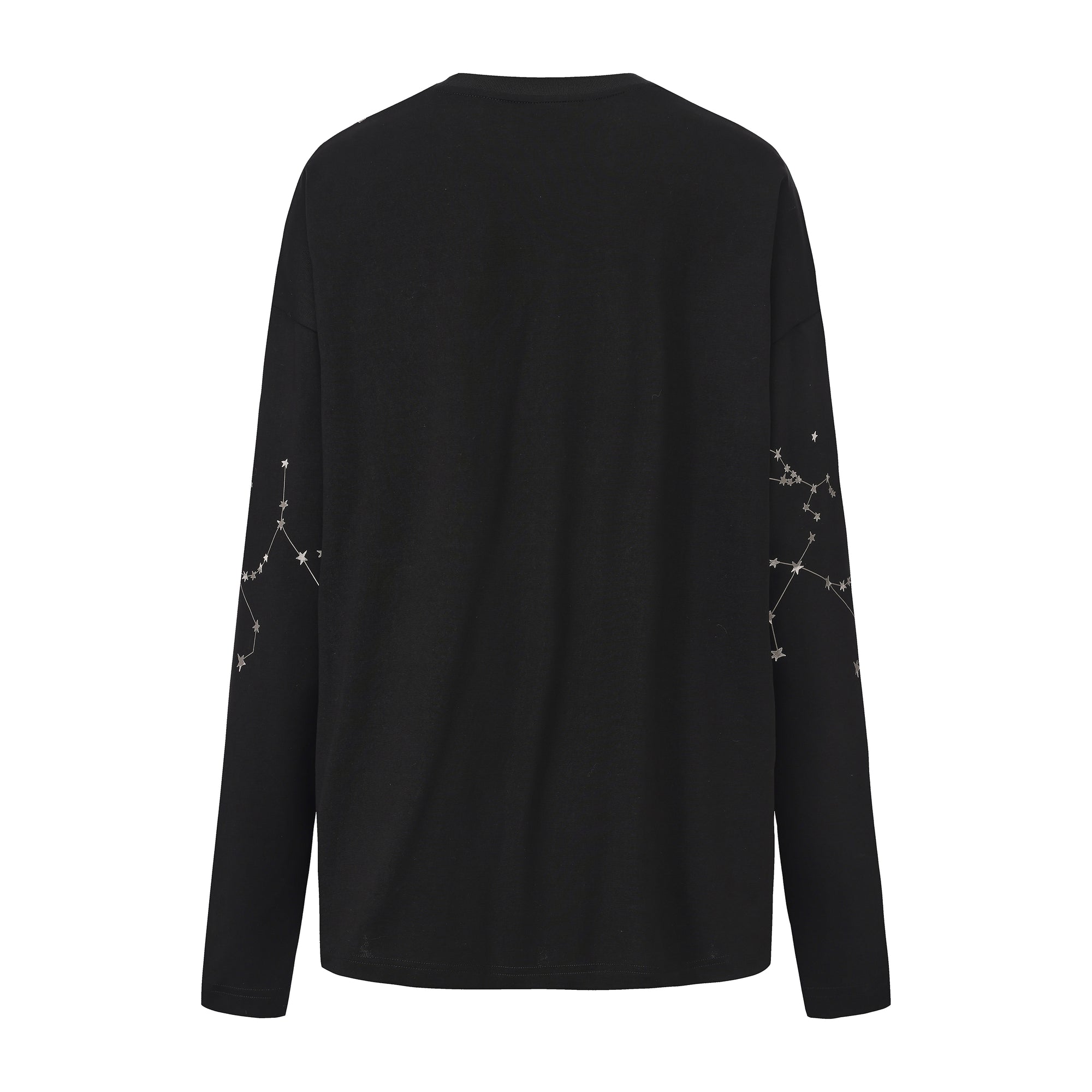 Printed rhinestone long-sleeve T-shirt with constellation motifs and crystal stars – WEANCHEAM