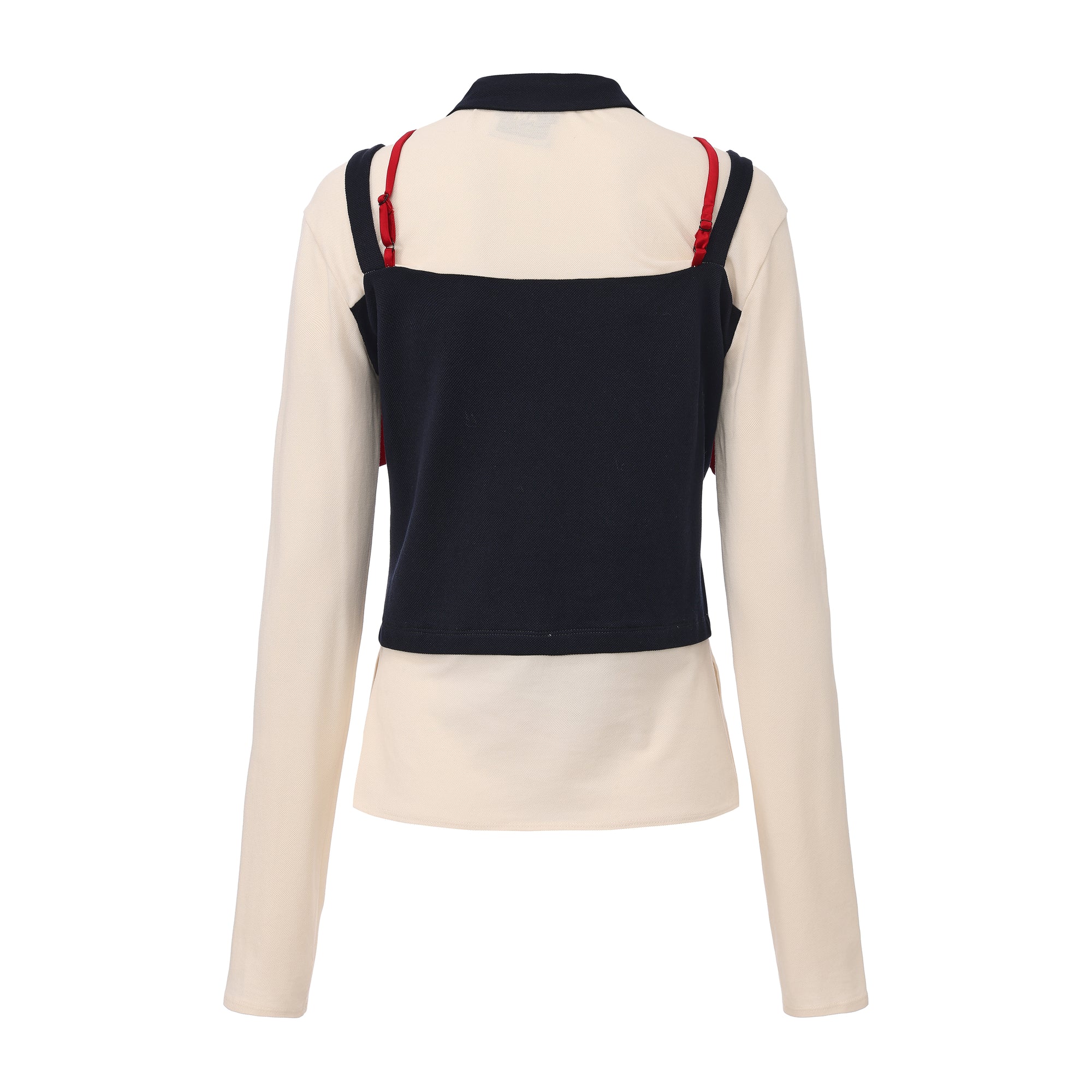 Slim-fit polo shirt with faux two-piece halter detail and bow-tie bandeau – WEANCHEAM
