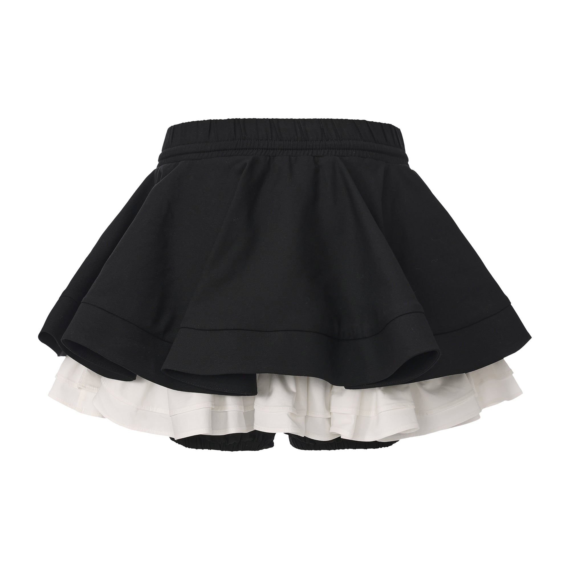 Tiered puffy pleated skirt with elastic waistband and wool-blend fabric – WEANCHEAM