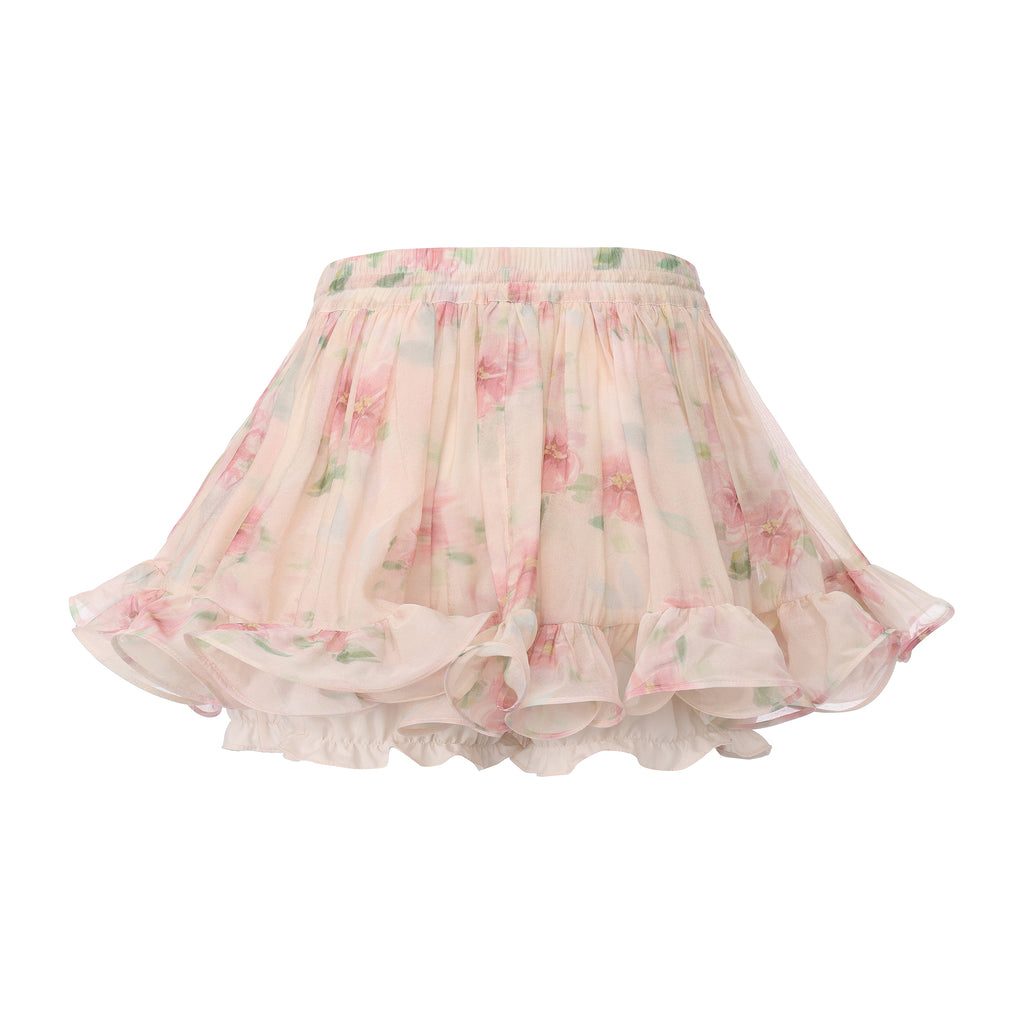 Lace hem short skirt with fishbone structure and beaded drawstring waist – WEANCHEAM