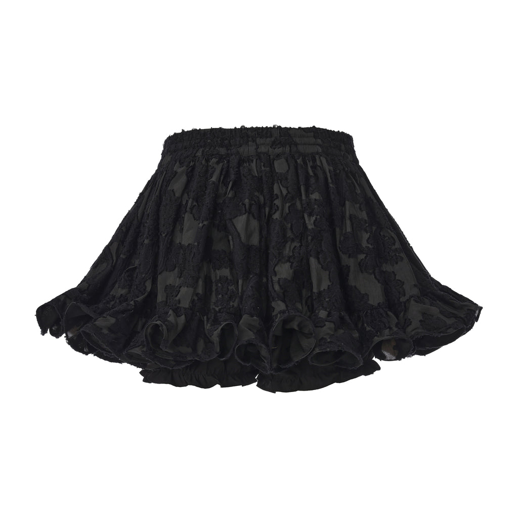 Lace hem short skirt with fishbone structure and beaded drawstring waist – WEANCHEAM