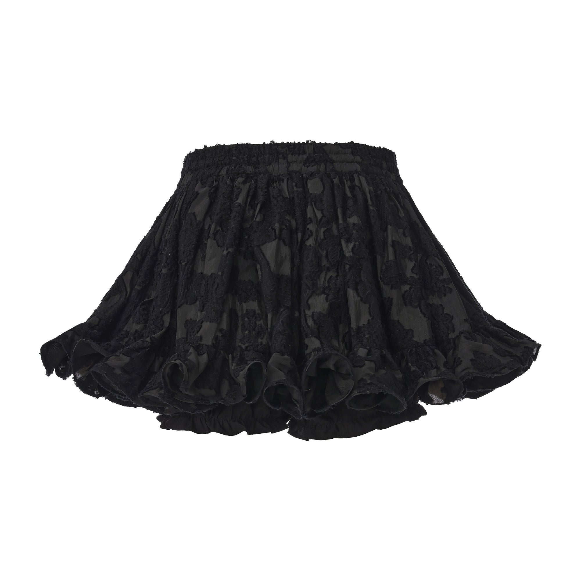 Lace hem short skirt with fishbone structure and beaded drawstring waist – WEANCHEAM