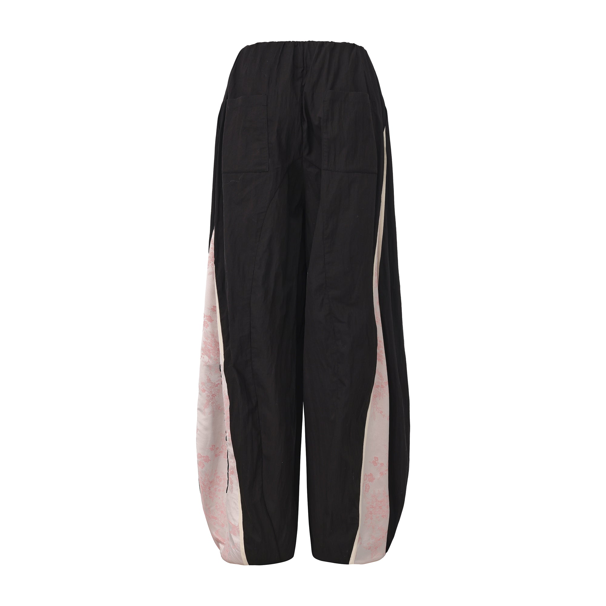 Lace bow patchwork trousers with plaid panels and embroidered lace – WEANCHEAM