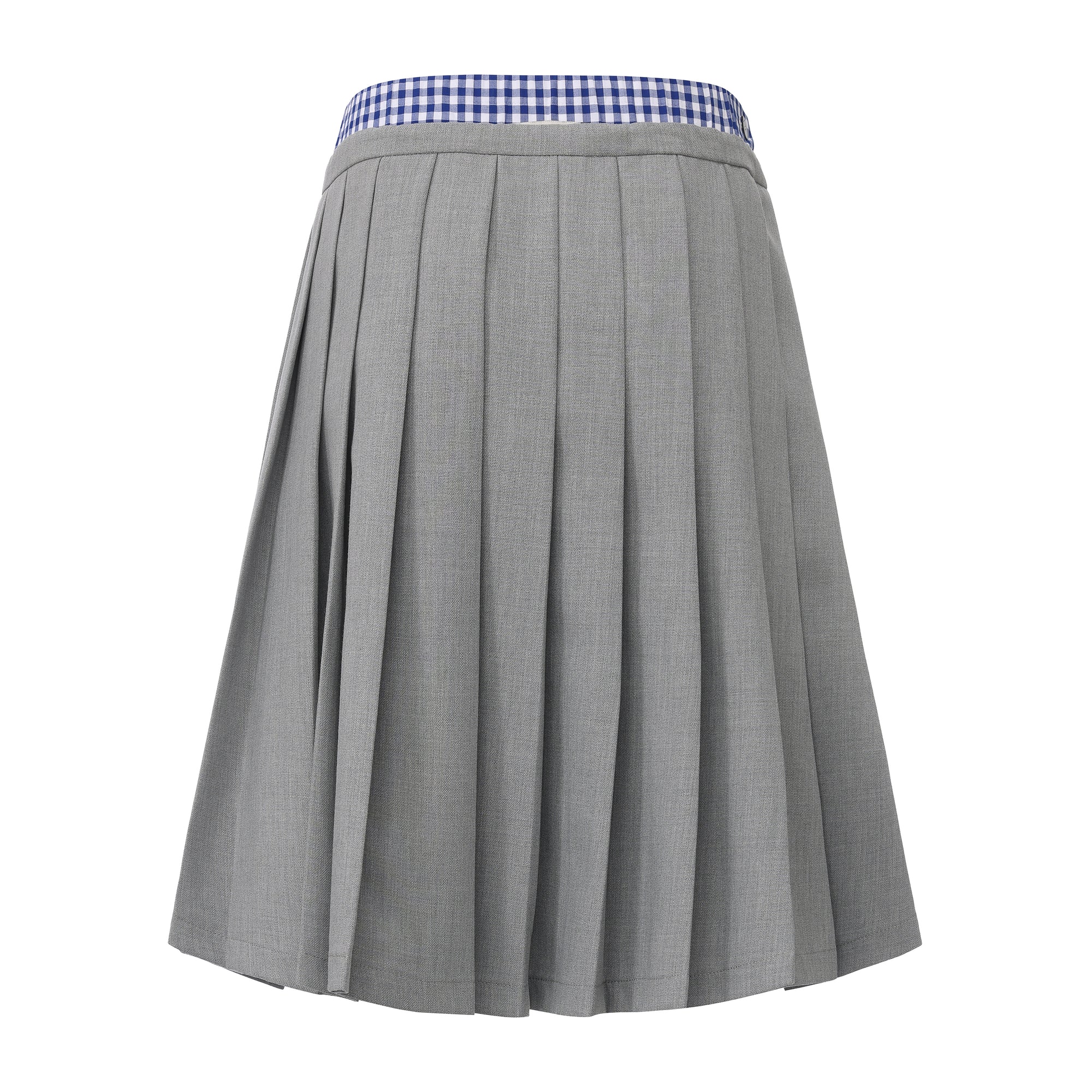 Double pleated wool-cashmere midi skirt with checkered detail – WEANCHEAM