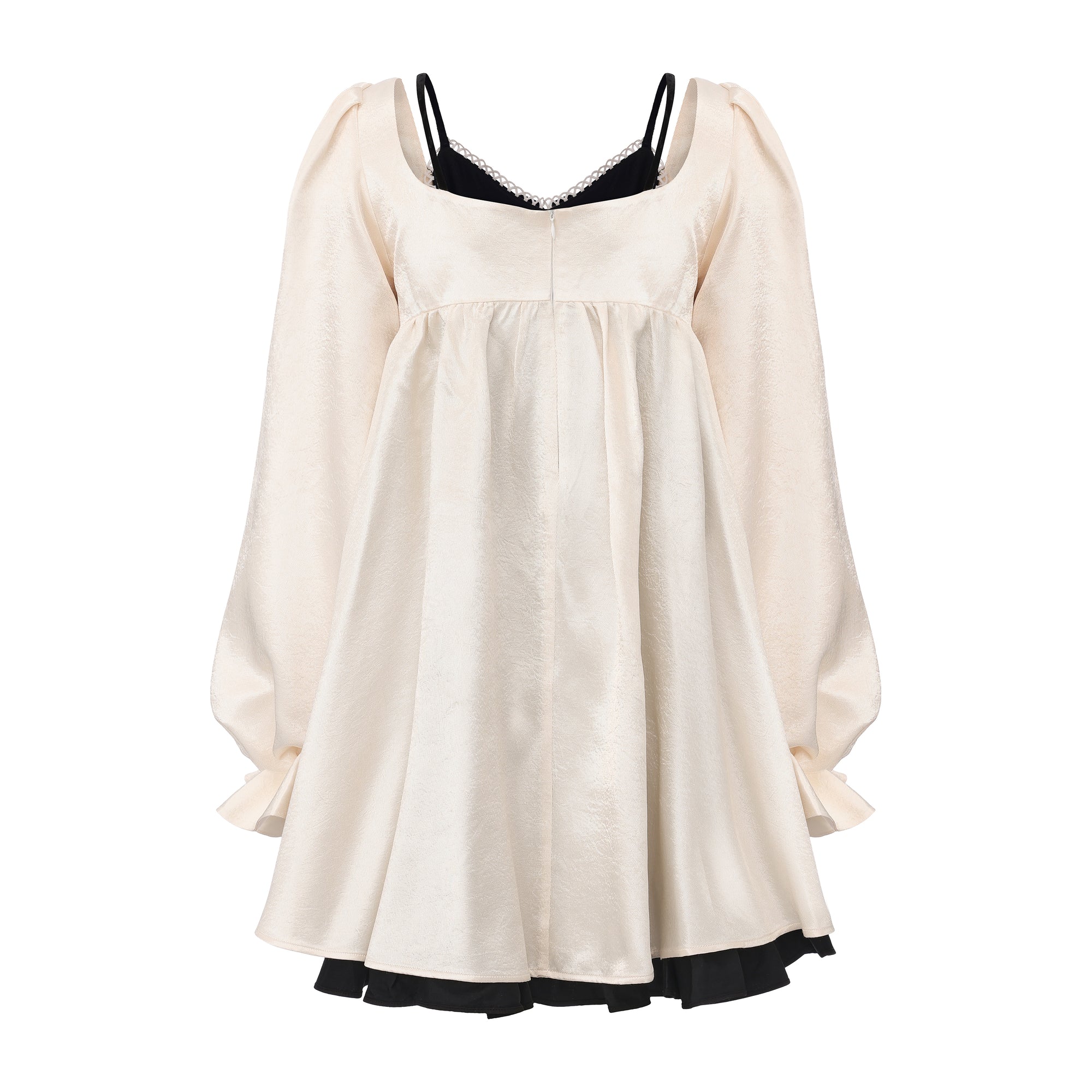 Large bow black-and-white two-piece layered dress – WEANCHEAM