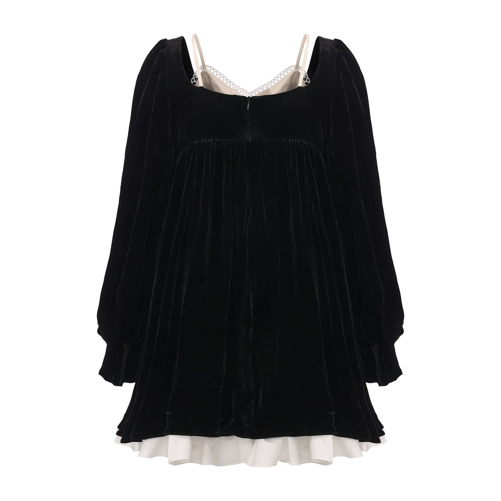 Large bow black-and-white two-piece layered dress – WEANCHEAM