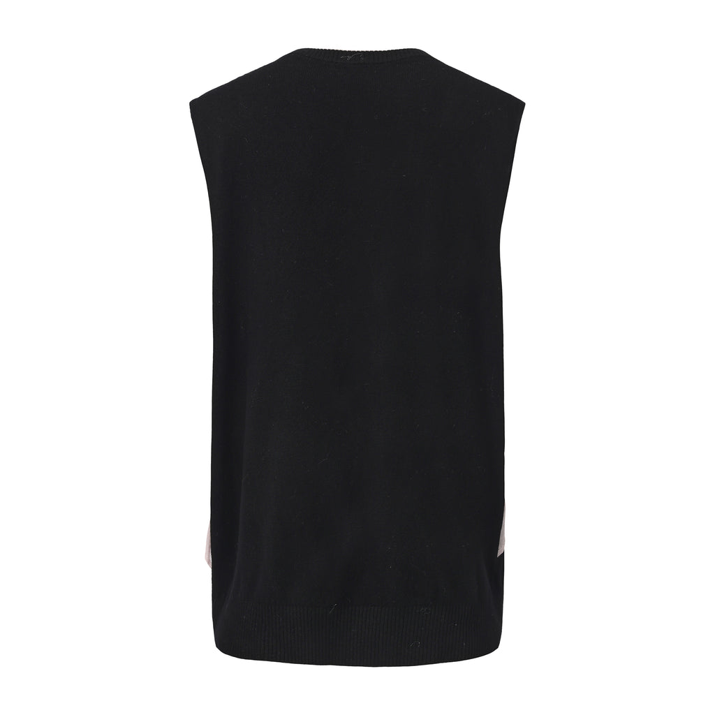 Knitted wool tank top with sculptural bow and crocheted edges – WEANCHEAM
