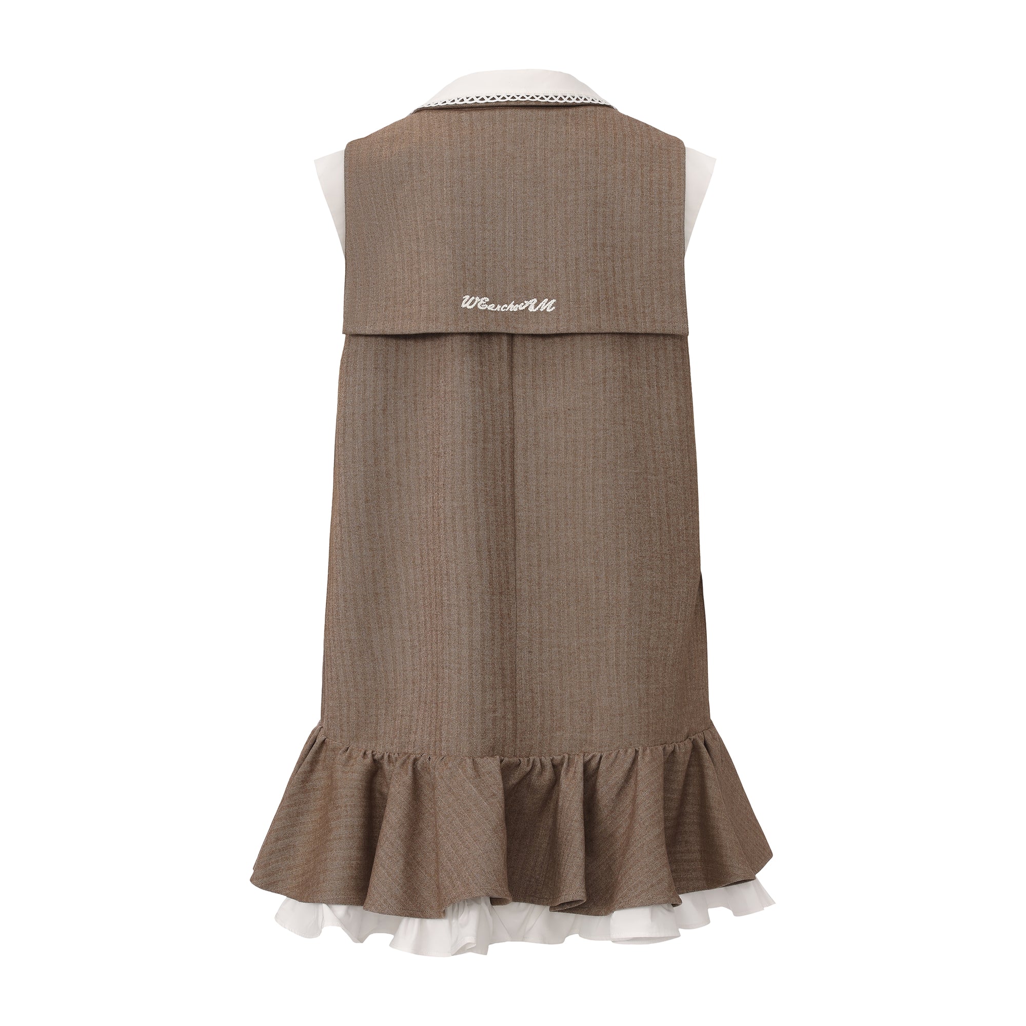 Tank vest dress with detachable faux collar and layered ruffle skirt – WEANCHEAM