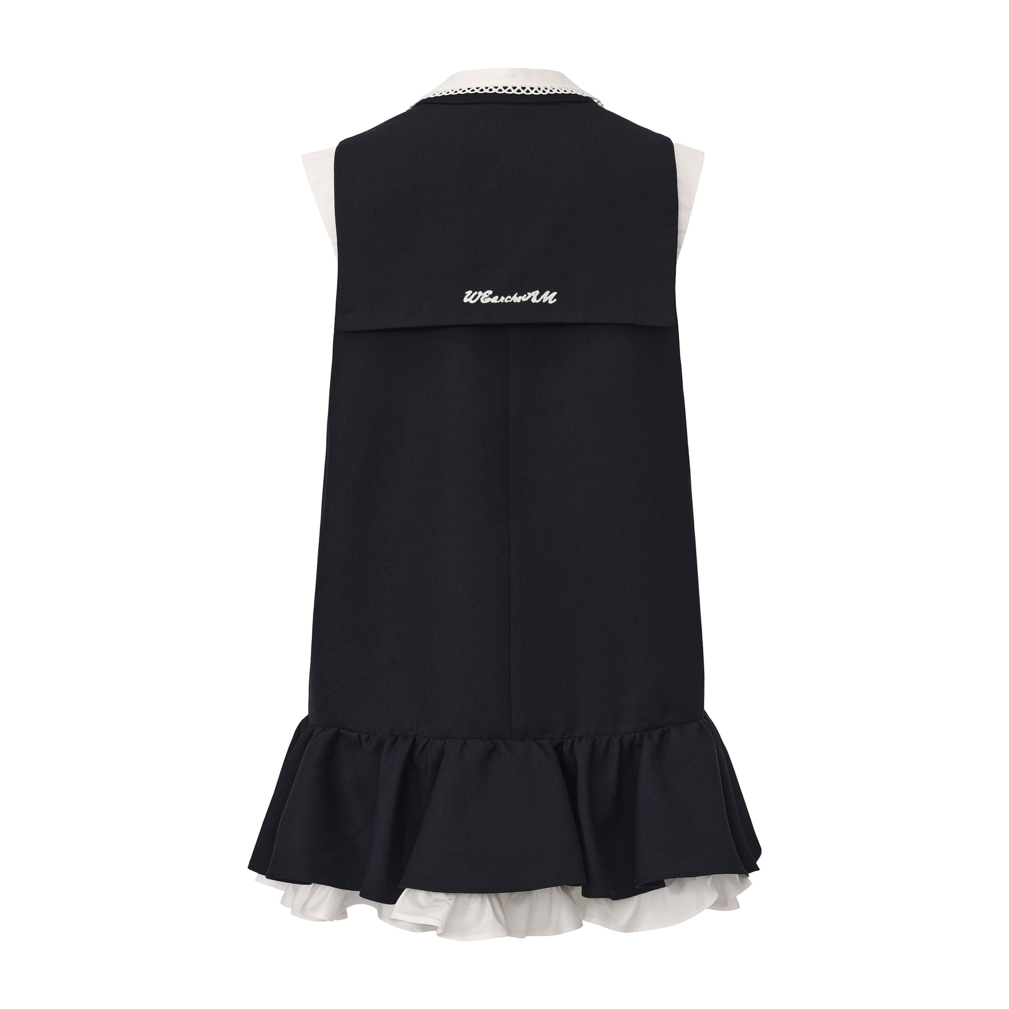 Tank vest dress with detachable faux collar and layered ruffle skirt – WEANCHEAM