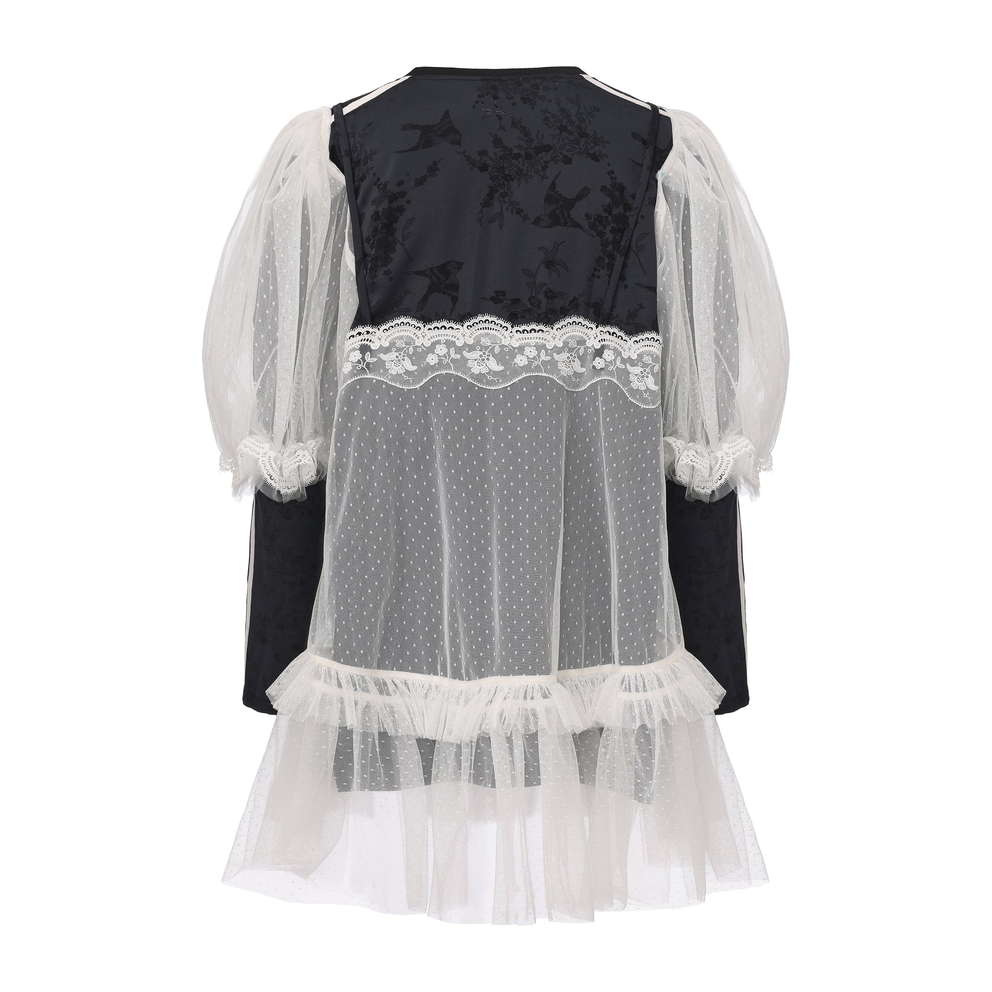 Mesh satin sports dress with detachable sleeves and lace accents – WEANCHEAM