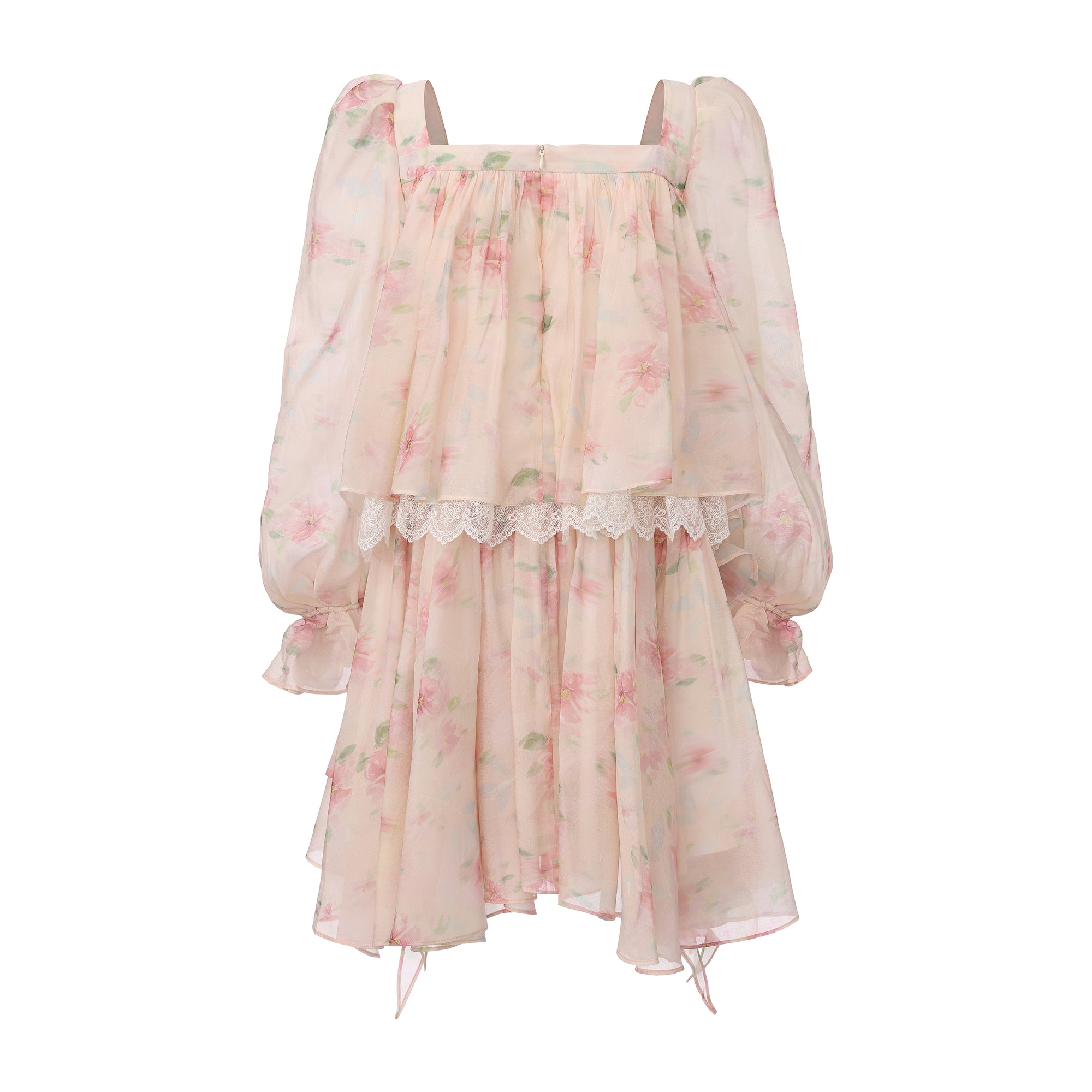 Multi-layered bubble sleeve dress with ruffles and sculptural bow – WEANCHEAM