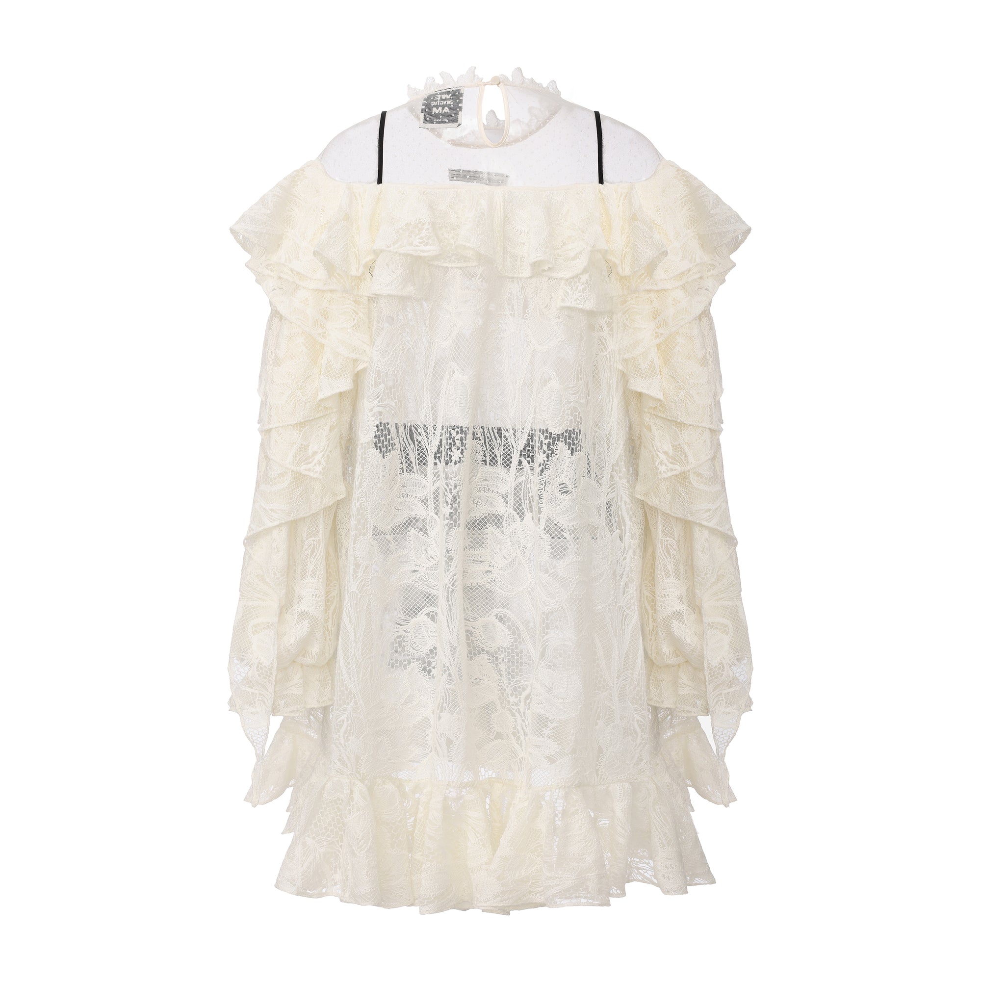 Lace bow tie dress with layered tulle and floral patterns – WEANCHEAM