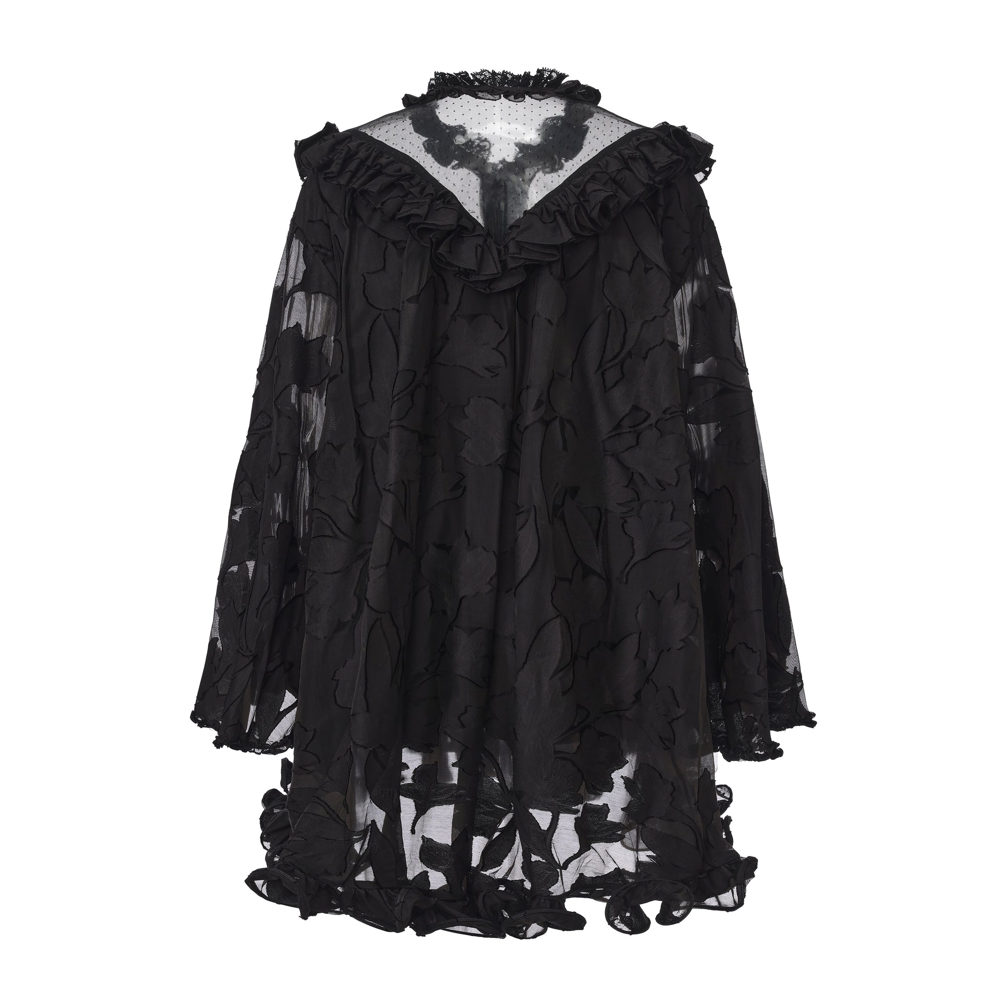 Fishbone lace dress with burnished floral patterns and sheer mesh – WEANCHEAM