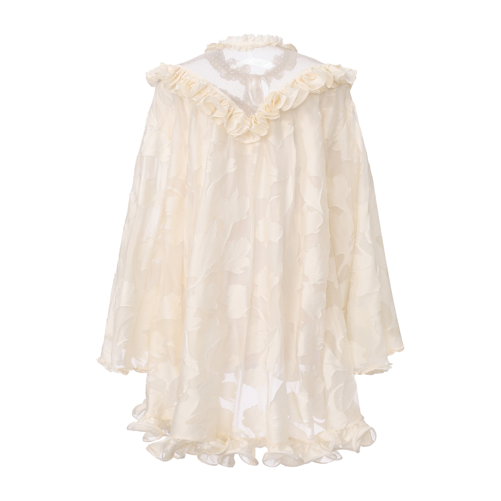 Fishbone lace dress with burnished floral patterns and sheer mesh – WEANCHEAM