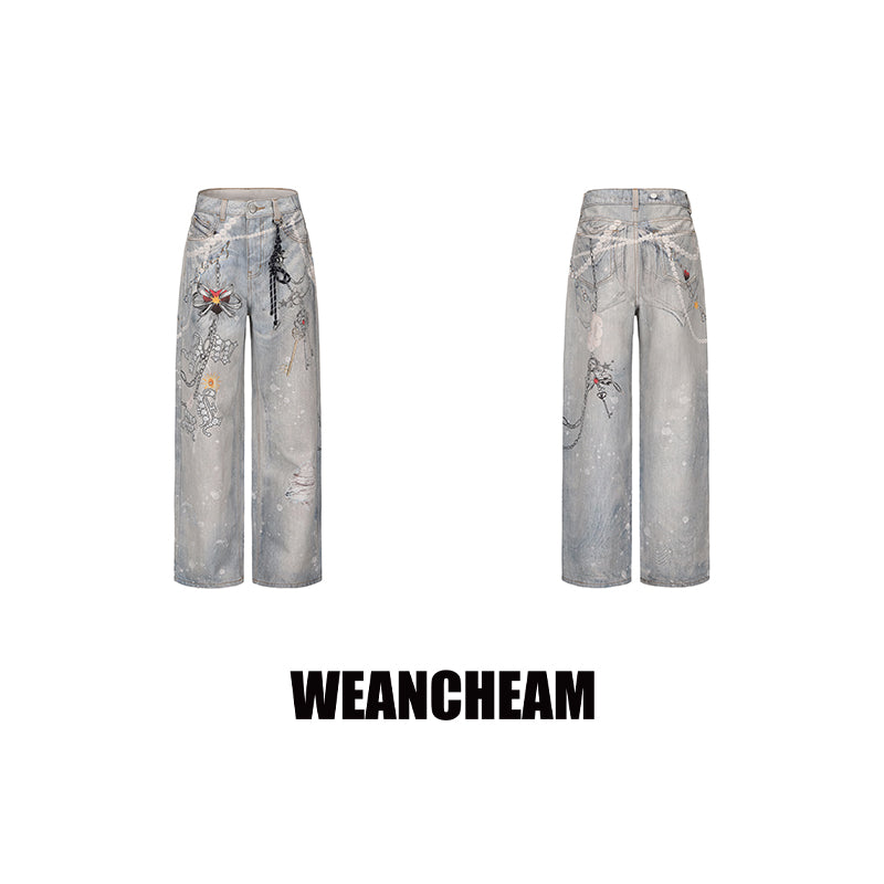 Allover Printed Jeans
