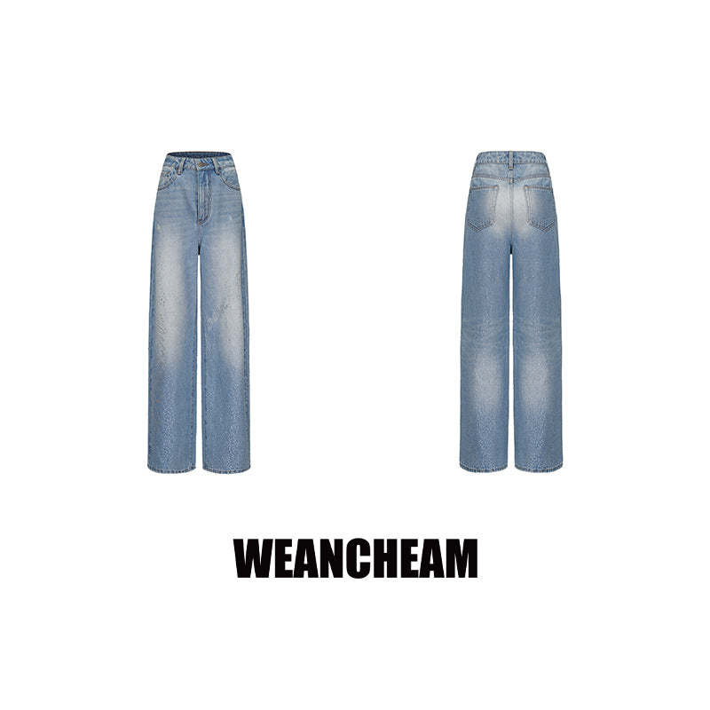 Rhinestone Denim Trousers
