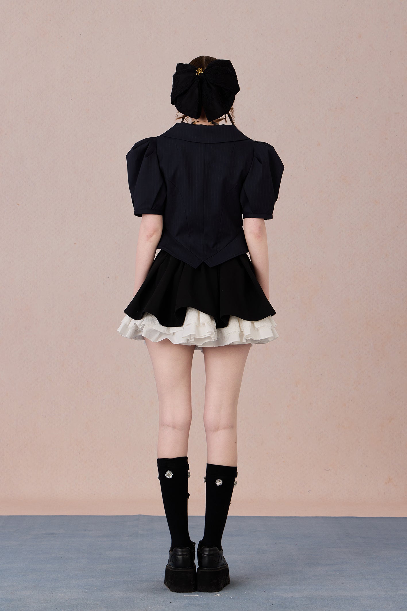  Split hem retro shirt with modern polish and romantic sleeves