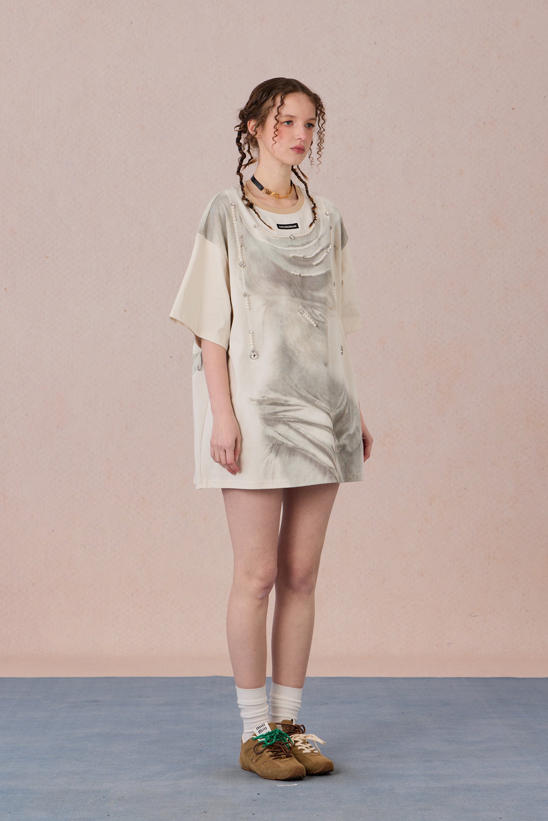 Breathable cotton and Solona fiber blend T-shirt fabric texture